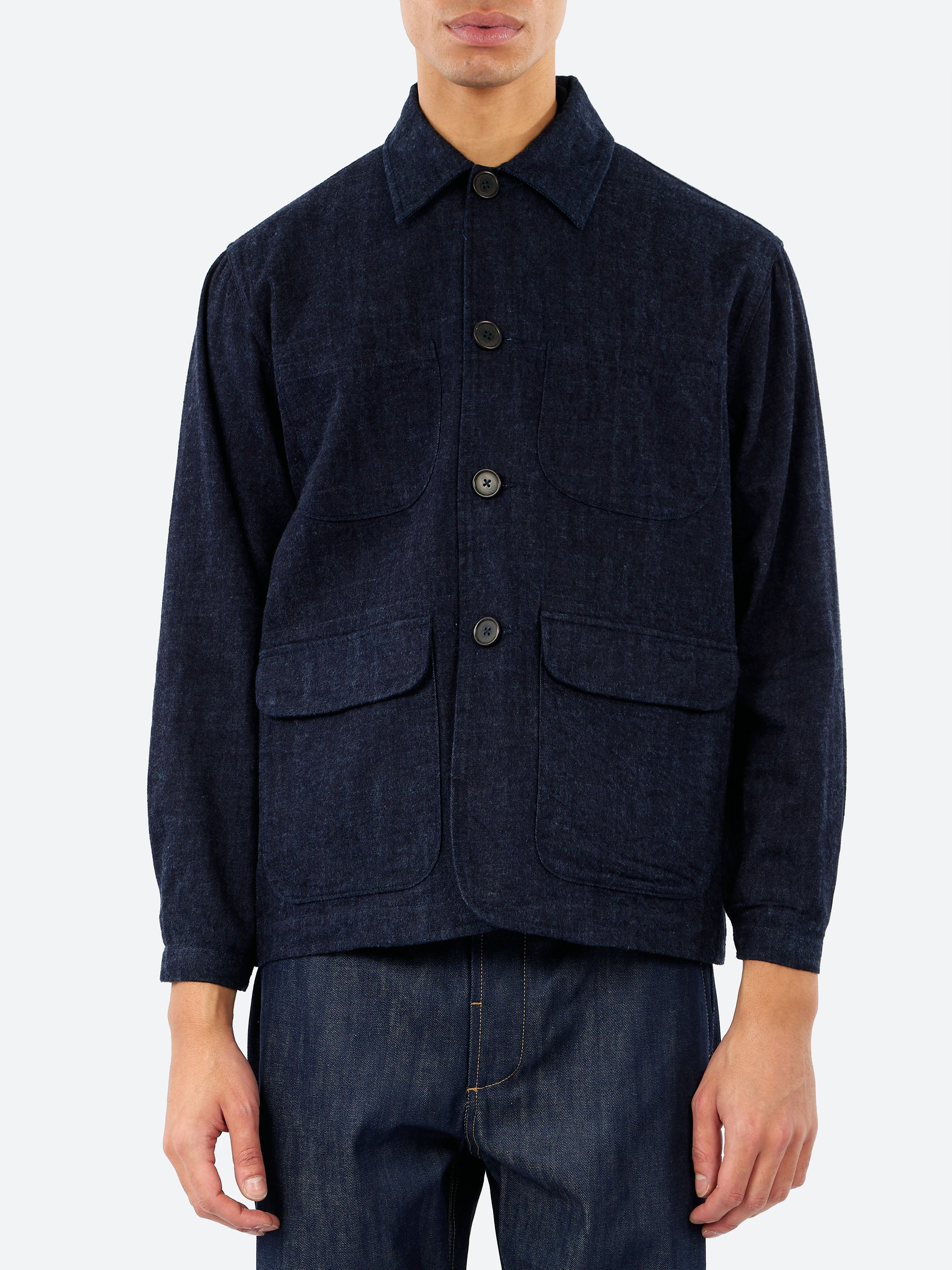 Universal Works - Brushed Denim Labour Jacket in Indigo – gravitypope