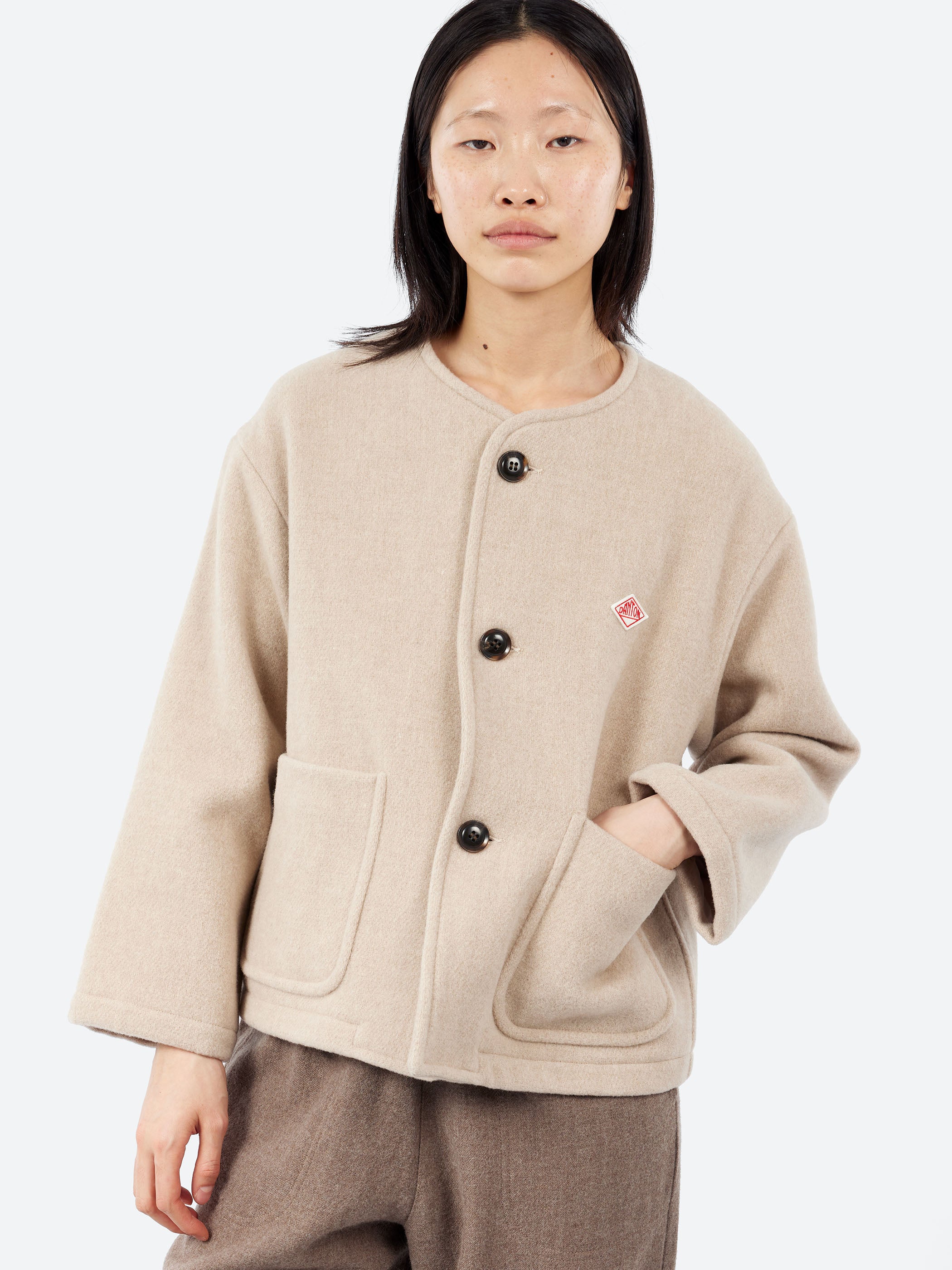 Women's Wool Light Pile Collarless Jacket