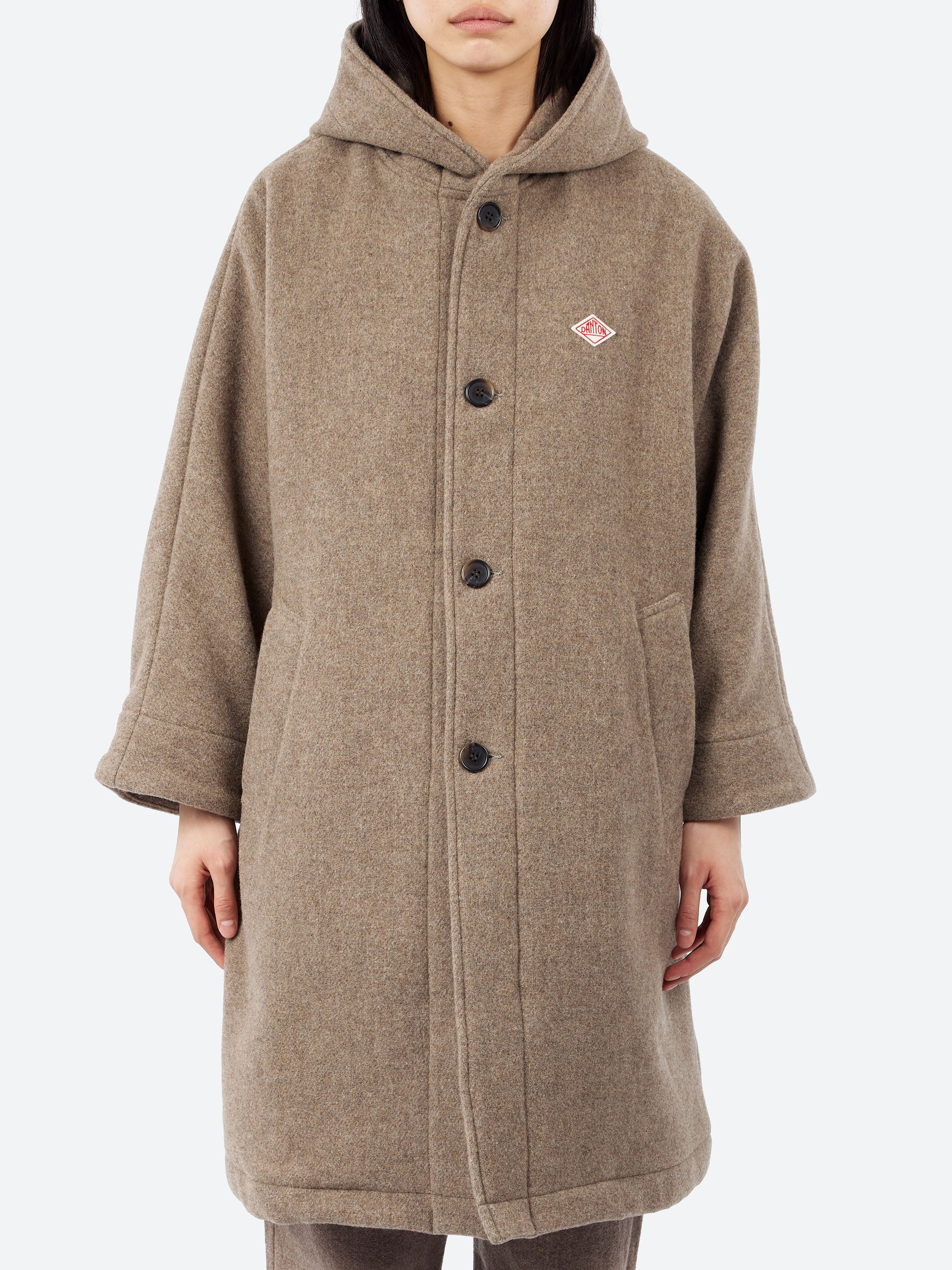 Danton - Wool Light Pile Hooded Coat in Heather Beige – gravitypope
