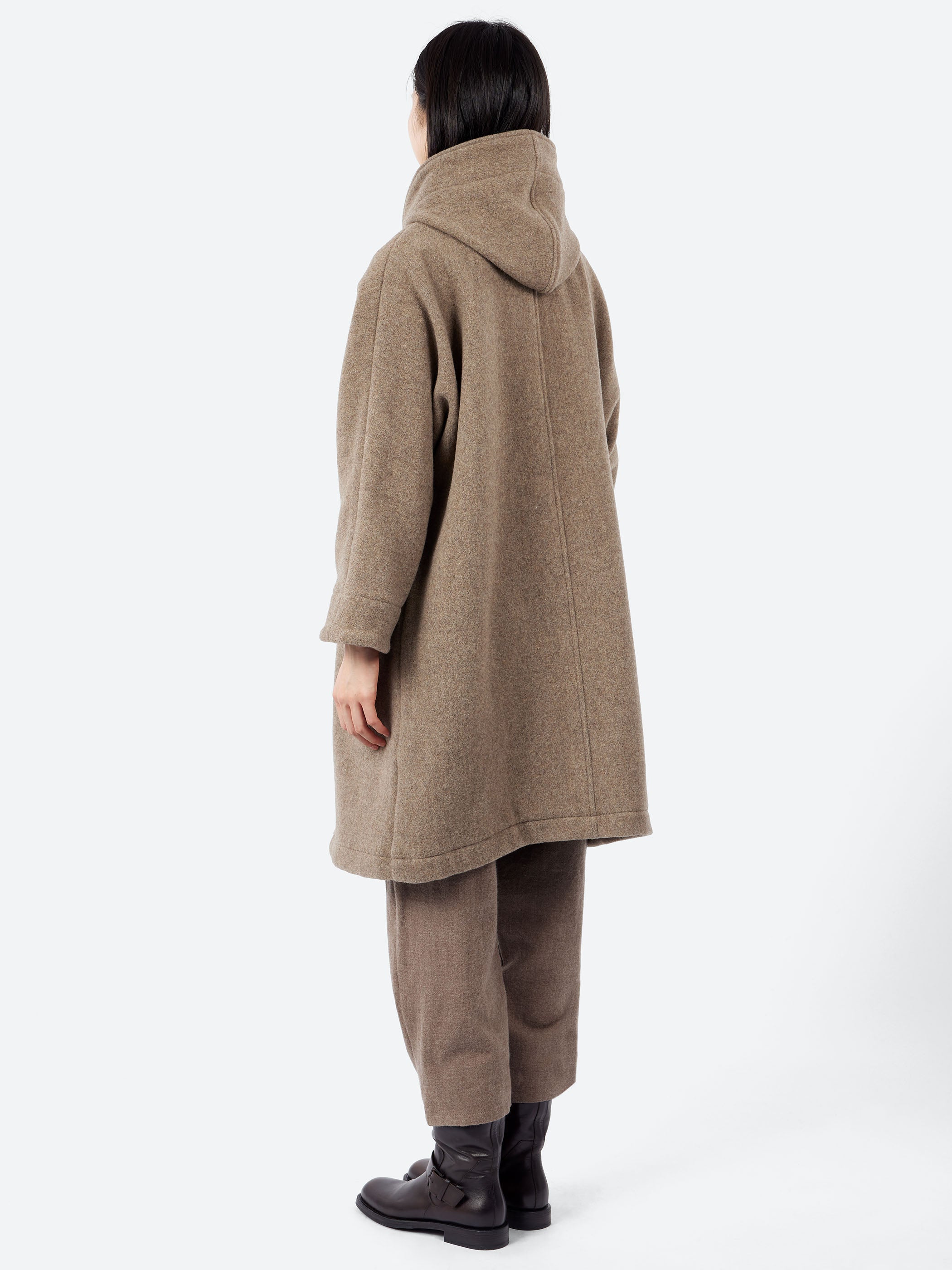 Danton - Wool Light Pile Hooded Coat in Heather Beige – gravitypope