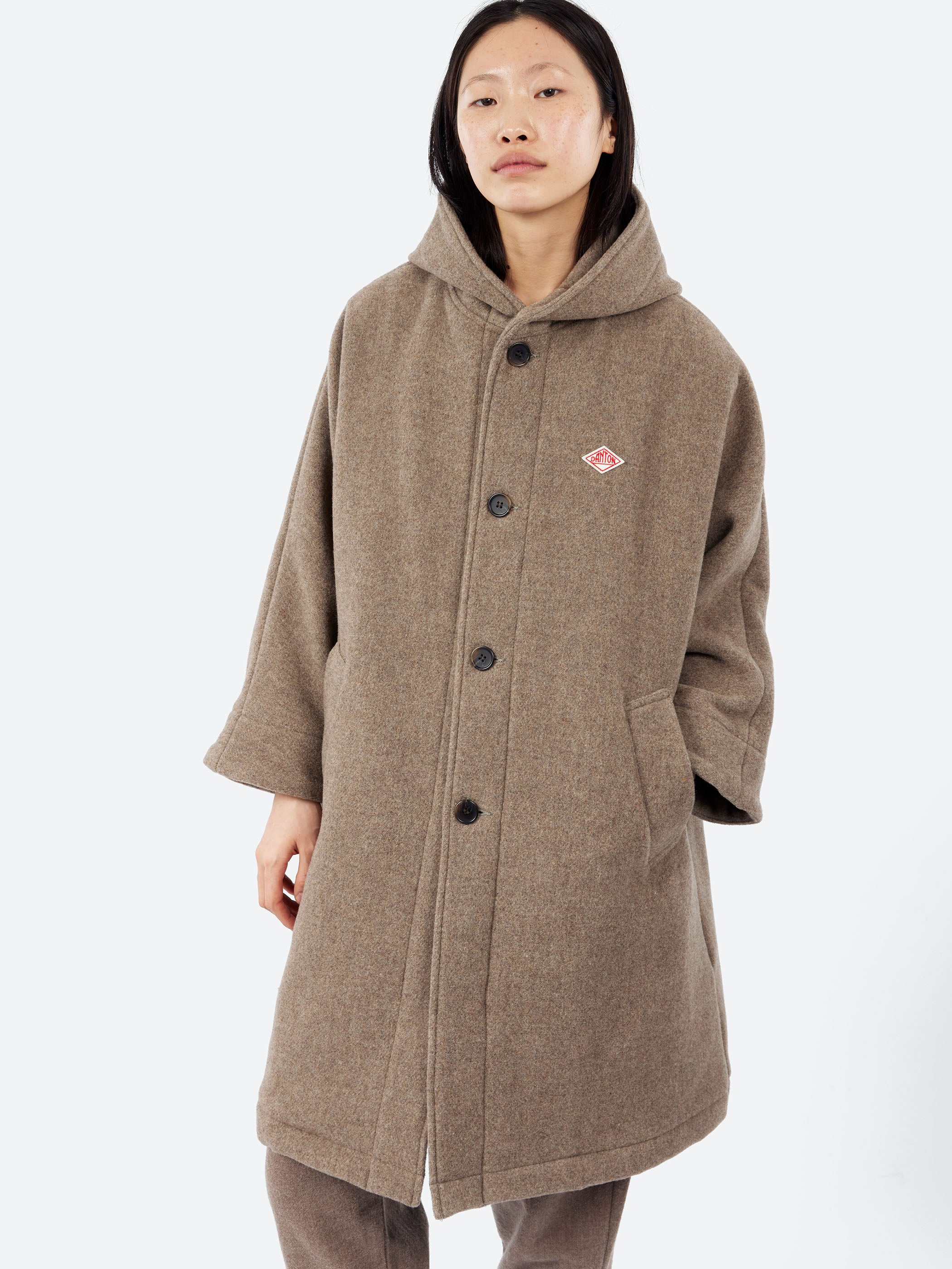 Danton - Wool Light Pile Hooded Coat in Heather Beige – gravitypope