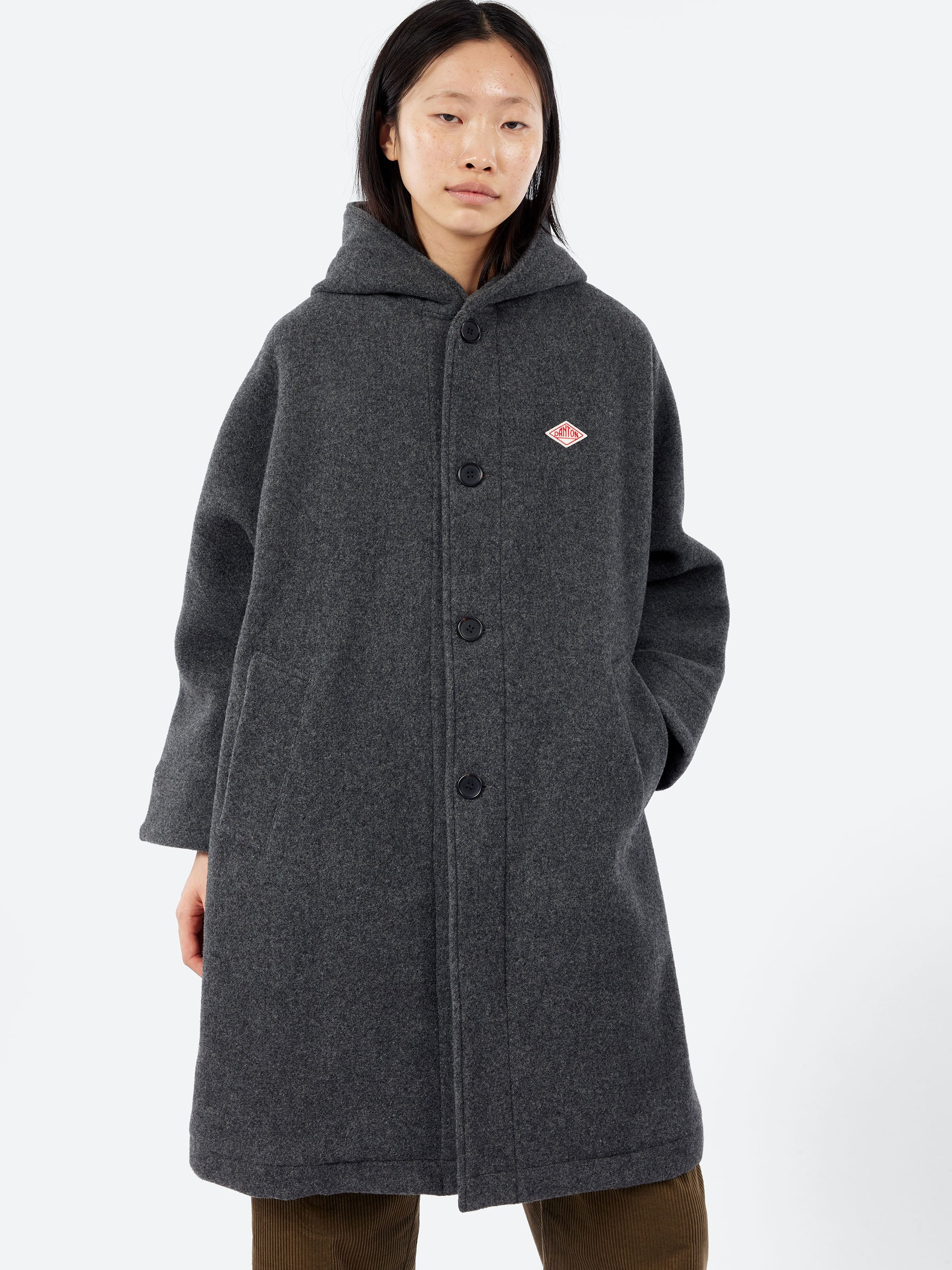 Wool Light Pile Hooded Coat