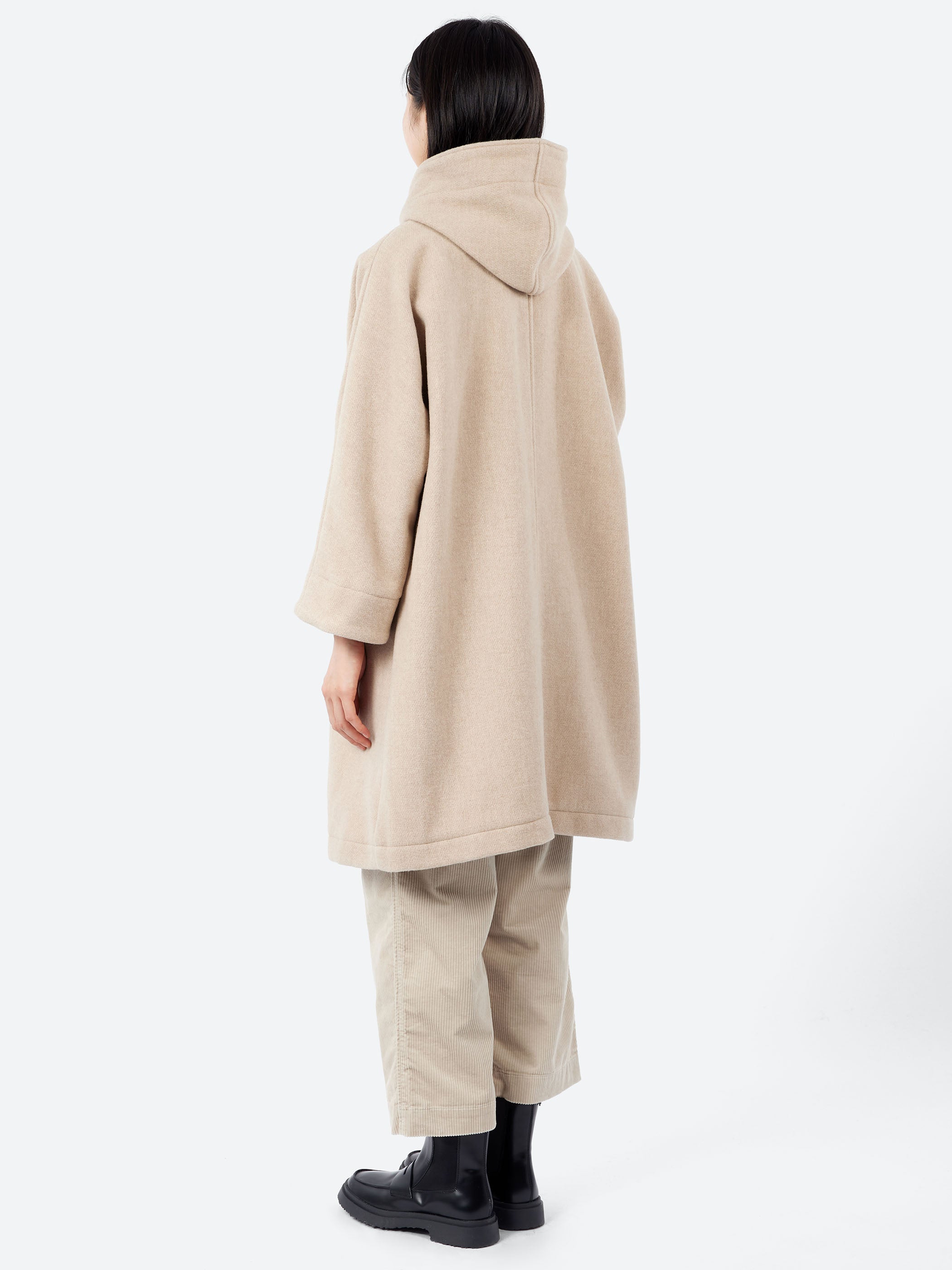 Danton - Wool Light Pile Hooded Coat in Raw Beige – gravitypope