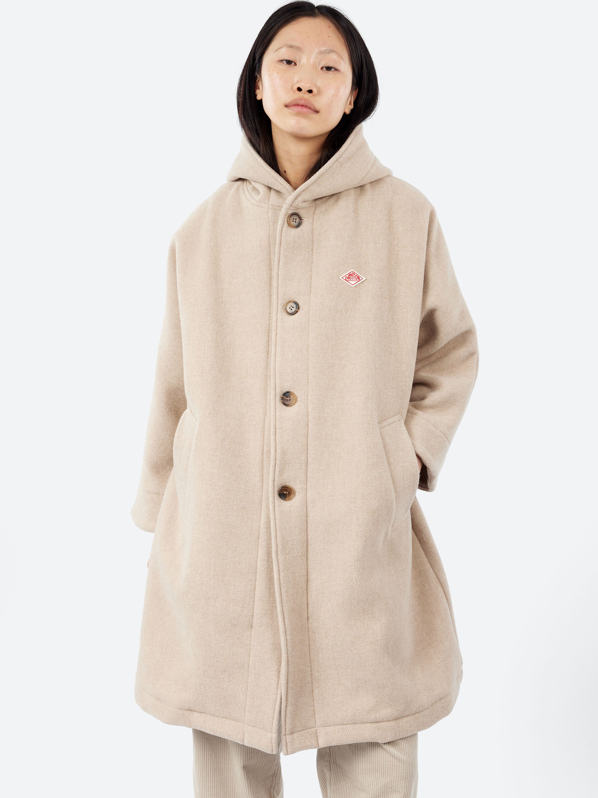 Danton - Wool Light Pile Hooded Coat in Raw Beige – gravitypope