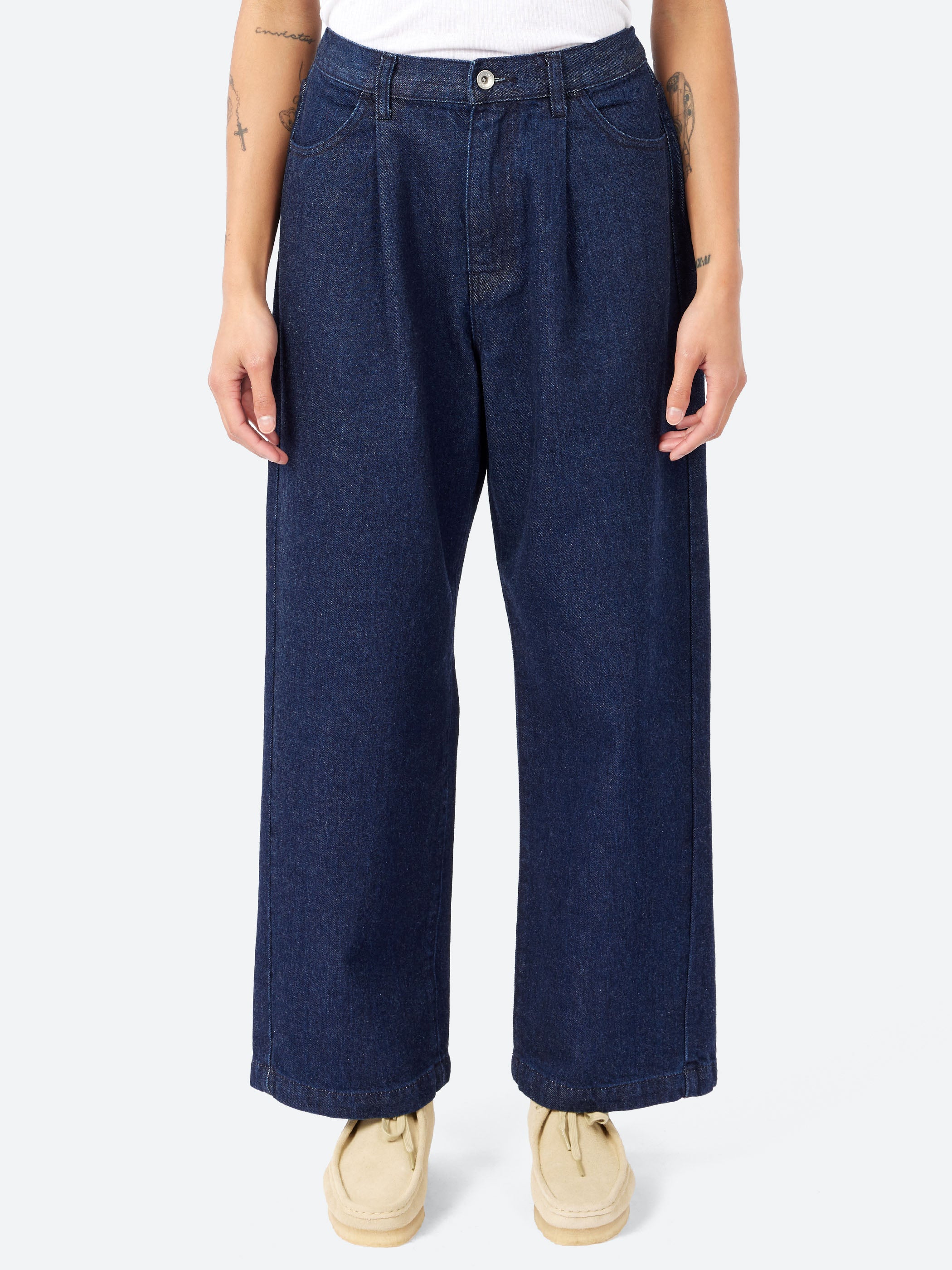 Denim Tuck Straight Pants