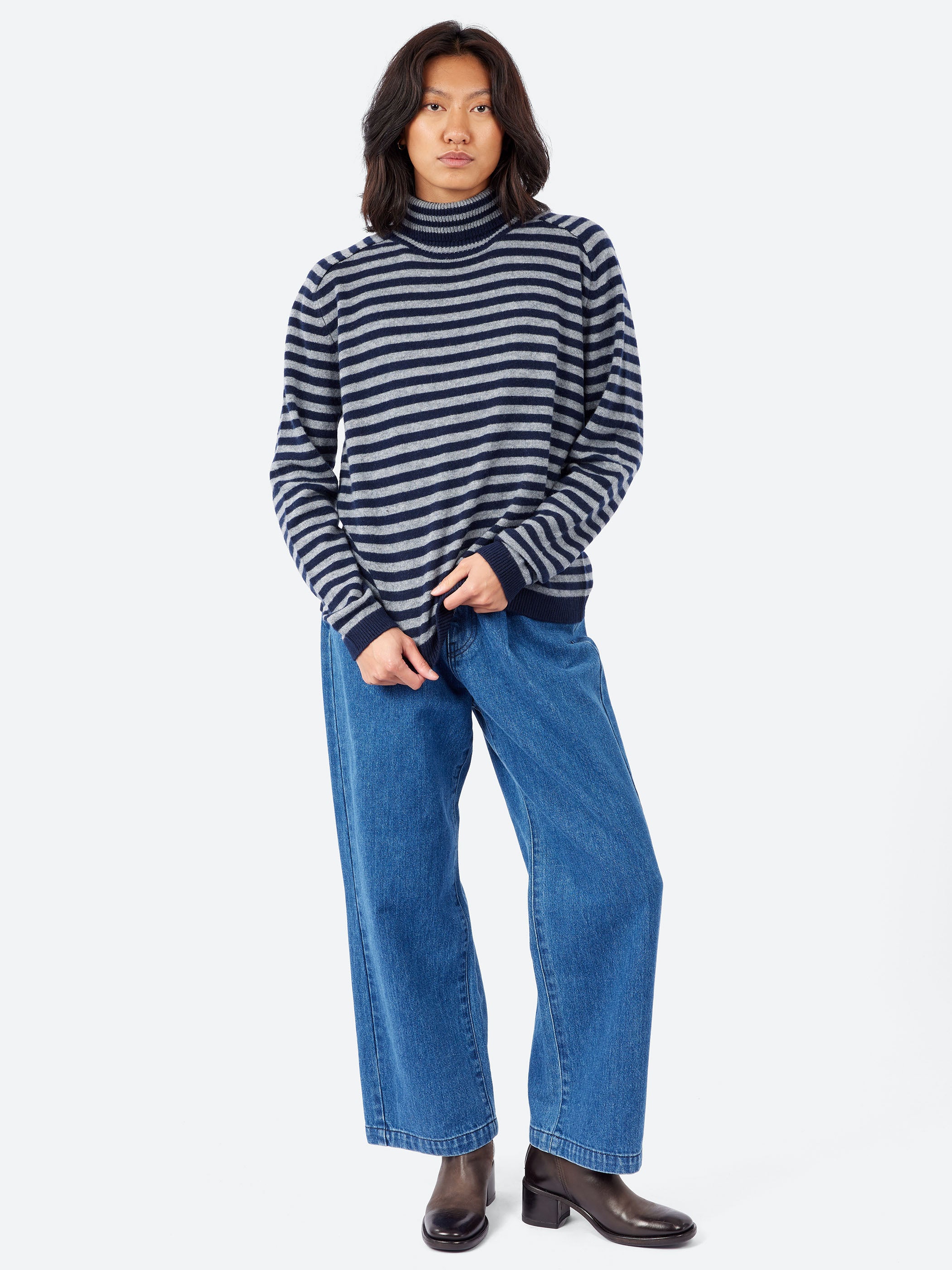 Denim Tuck Straight Pants