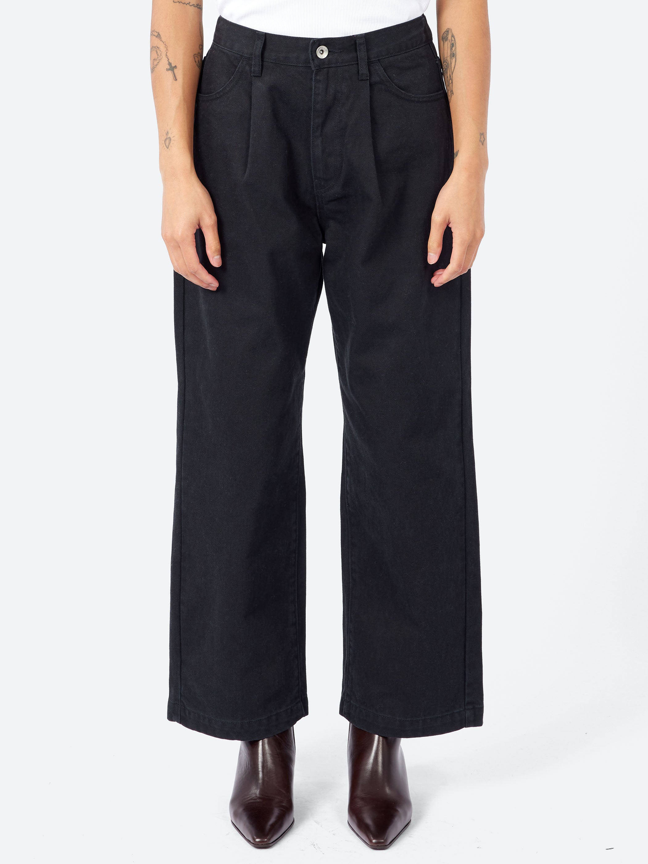 Denim Tuck Straight Pants