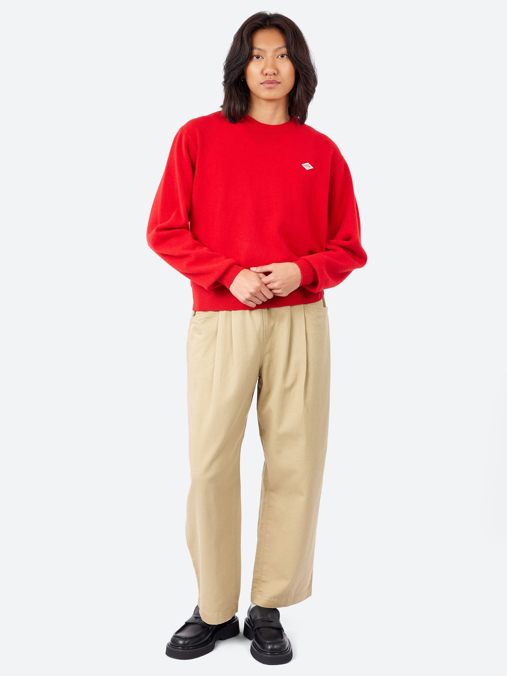 Danton - Women's Lambswool Crew Neck Knit Pullover in Red
