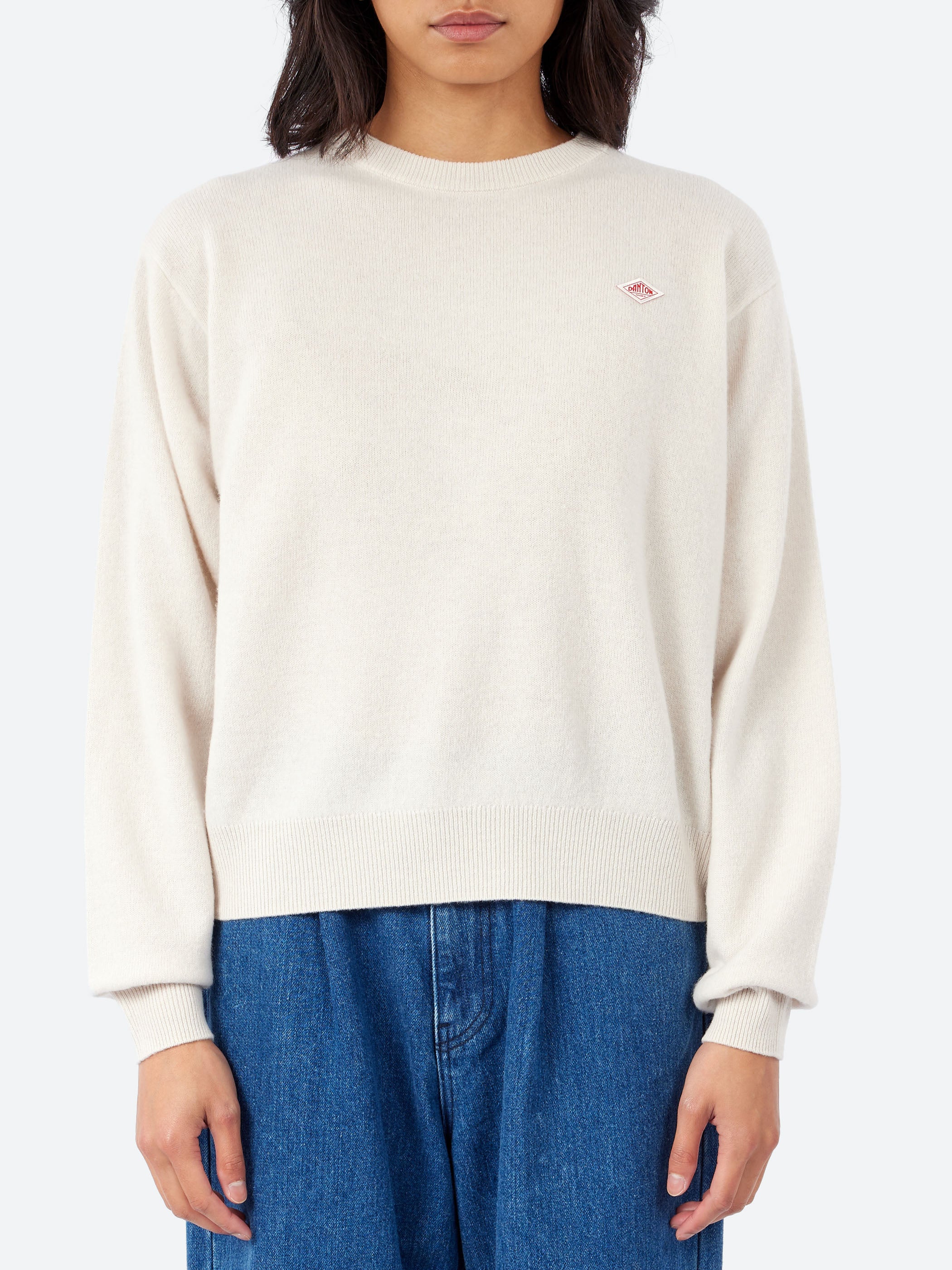 Danton - Women's Lambswool Crew Neck Knit Pullover in Oatmeal