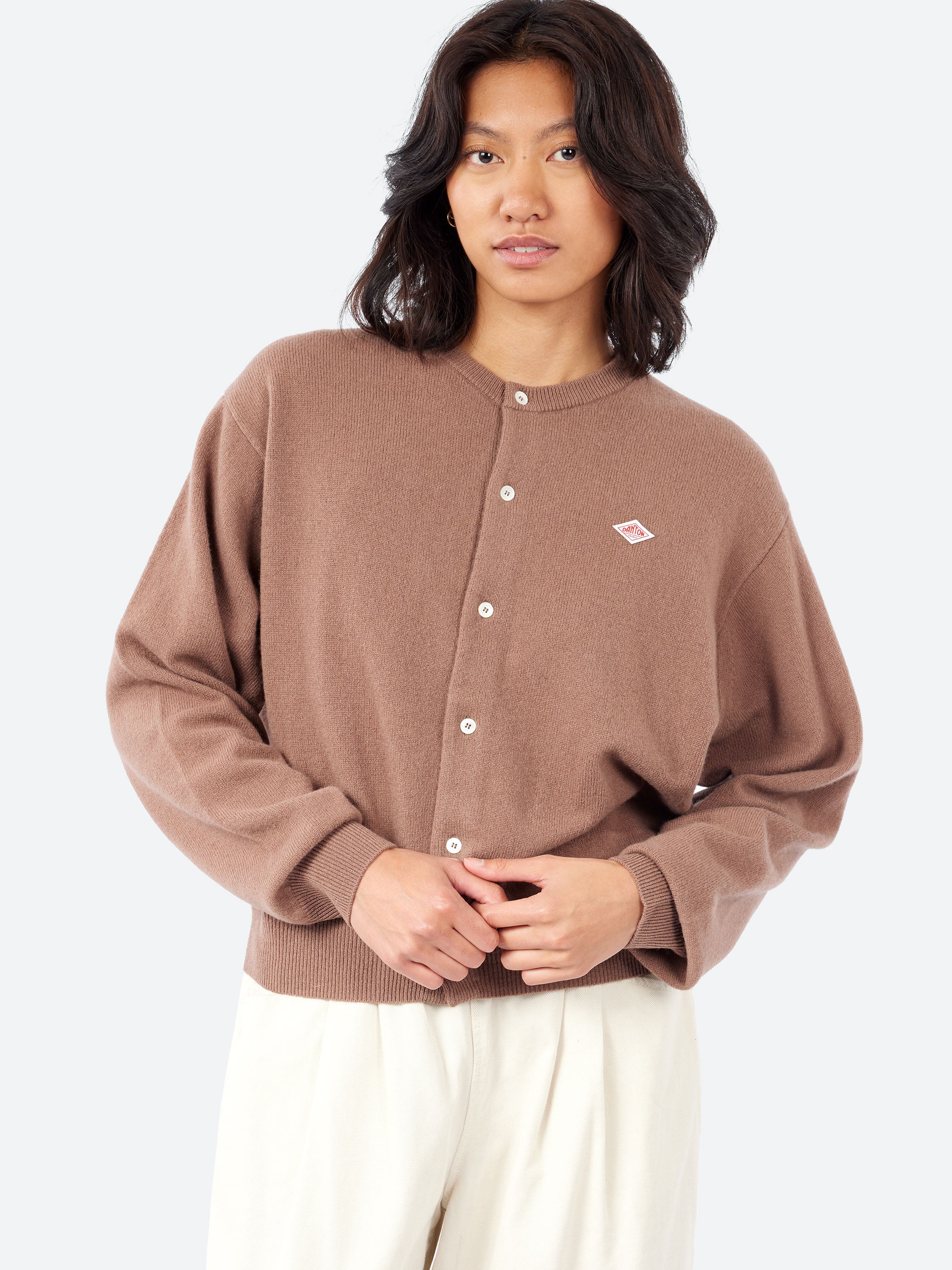 Danton - Women's Lambswool Crew Neck Cardigan in Mocha – gravitypope