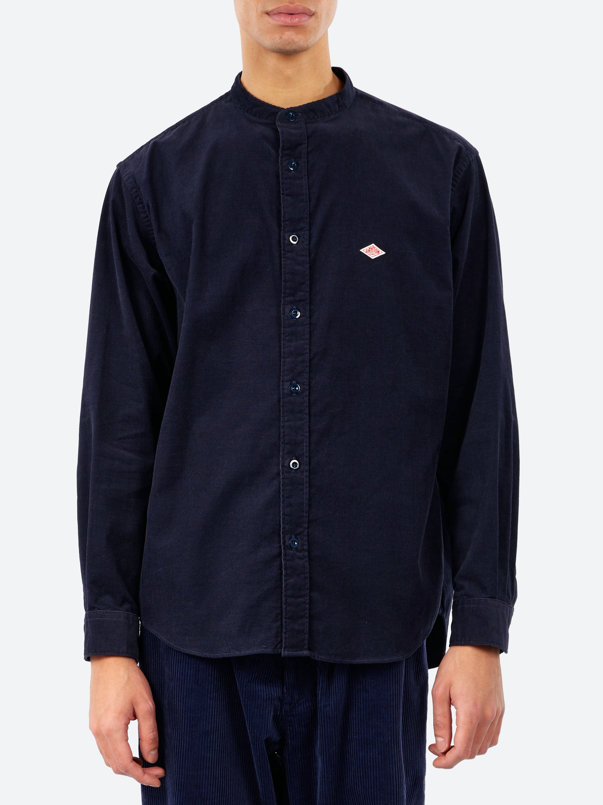 Corduroy Band Collar Shirt