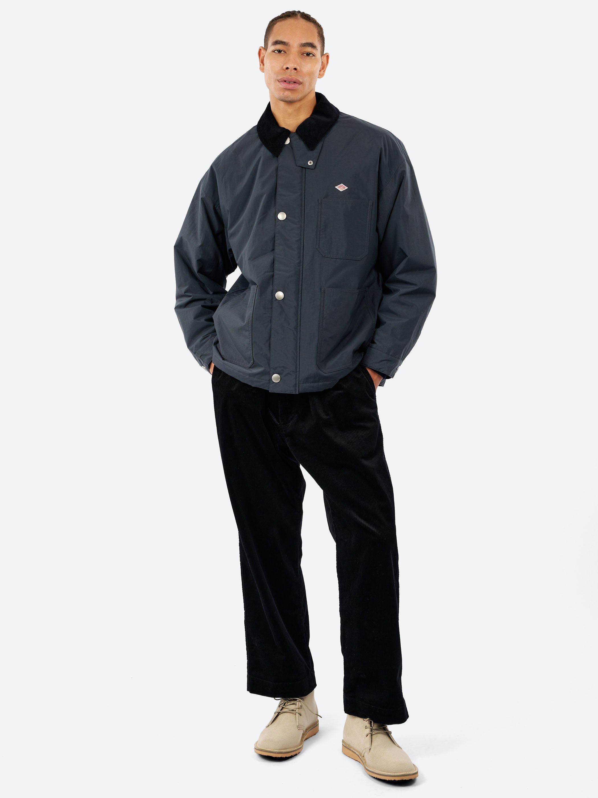 Danton - Corduroy Straight Silhouette Easy Pants in Black