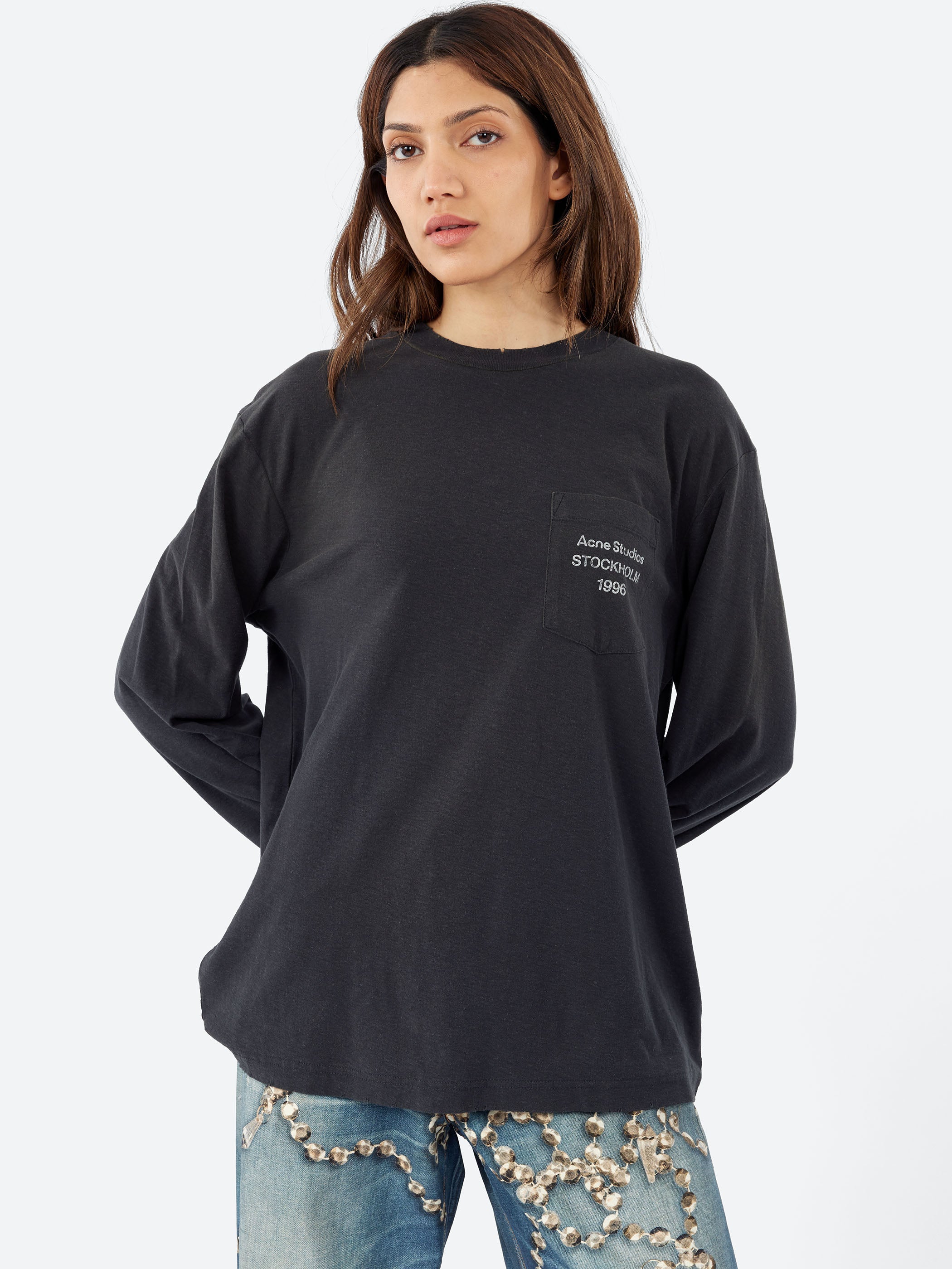 Acne Studios - Edden U Small 1996 Logo T-Shirt in Faded Black