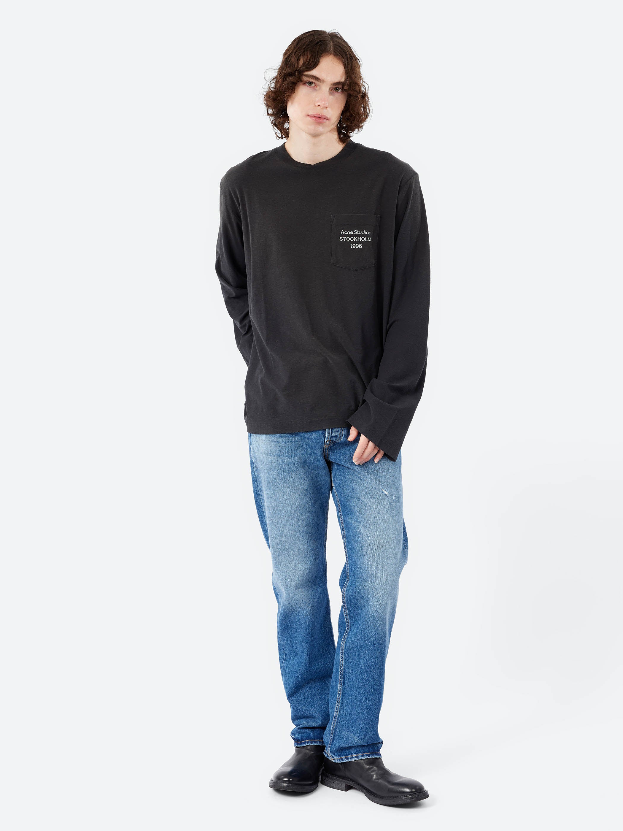 Acne Studios - Edden U Small 1996 Logo T-Shirt in Faded Black
