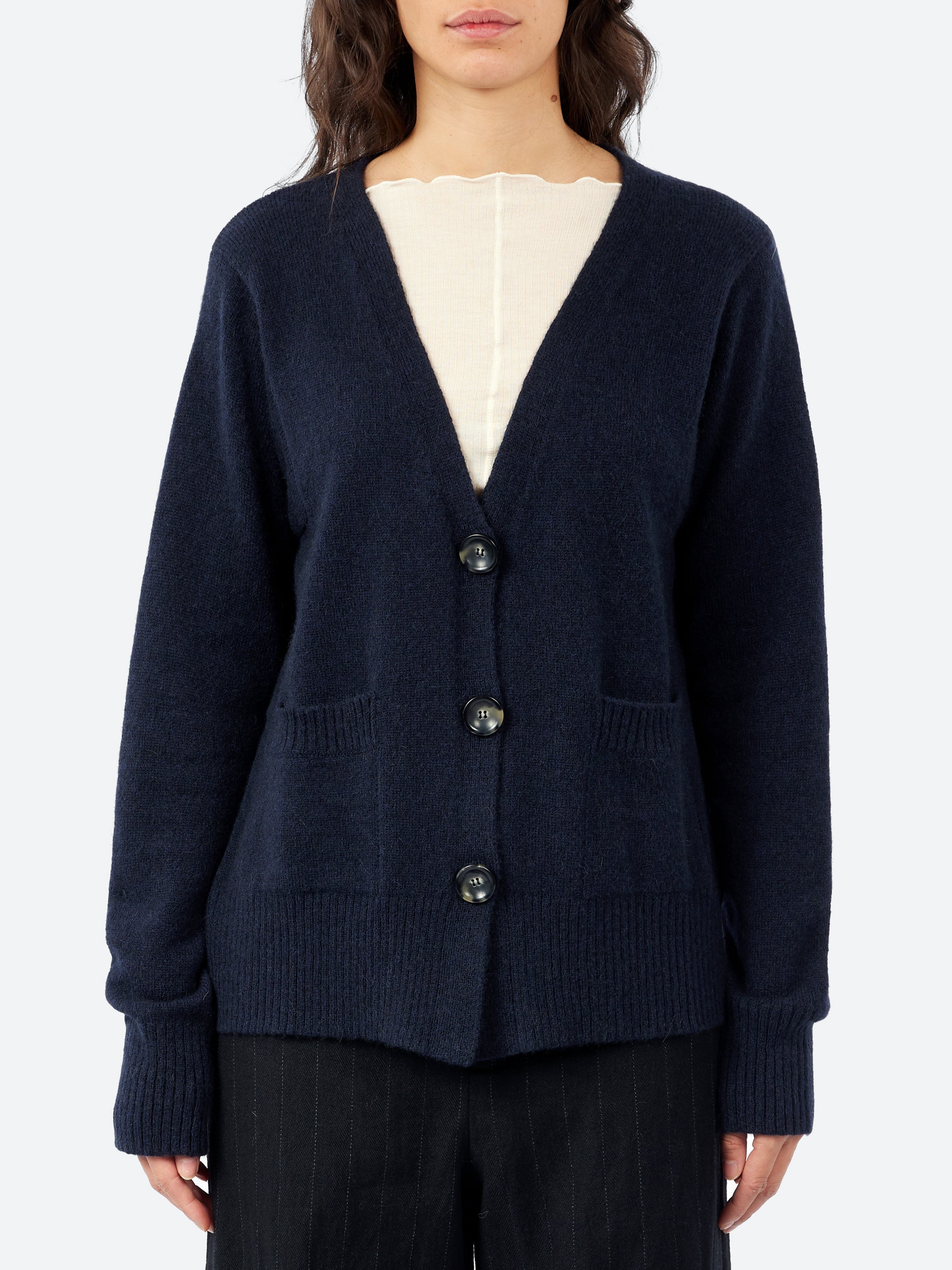 Camel Wool V-Neck Cardigan