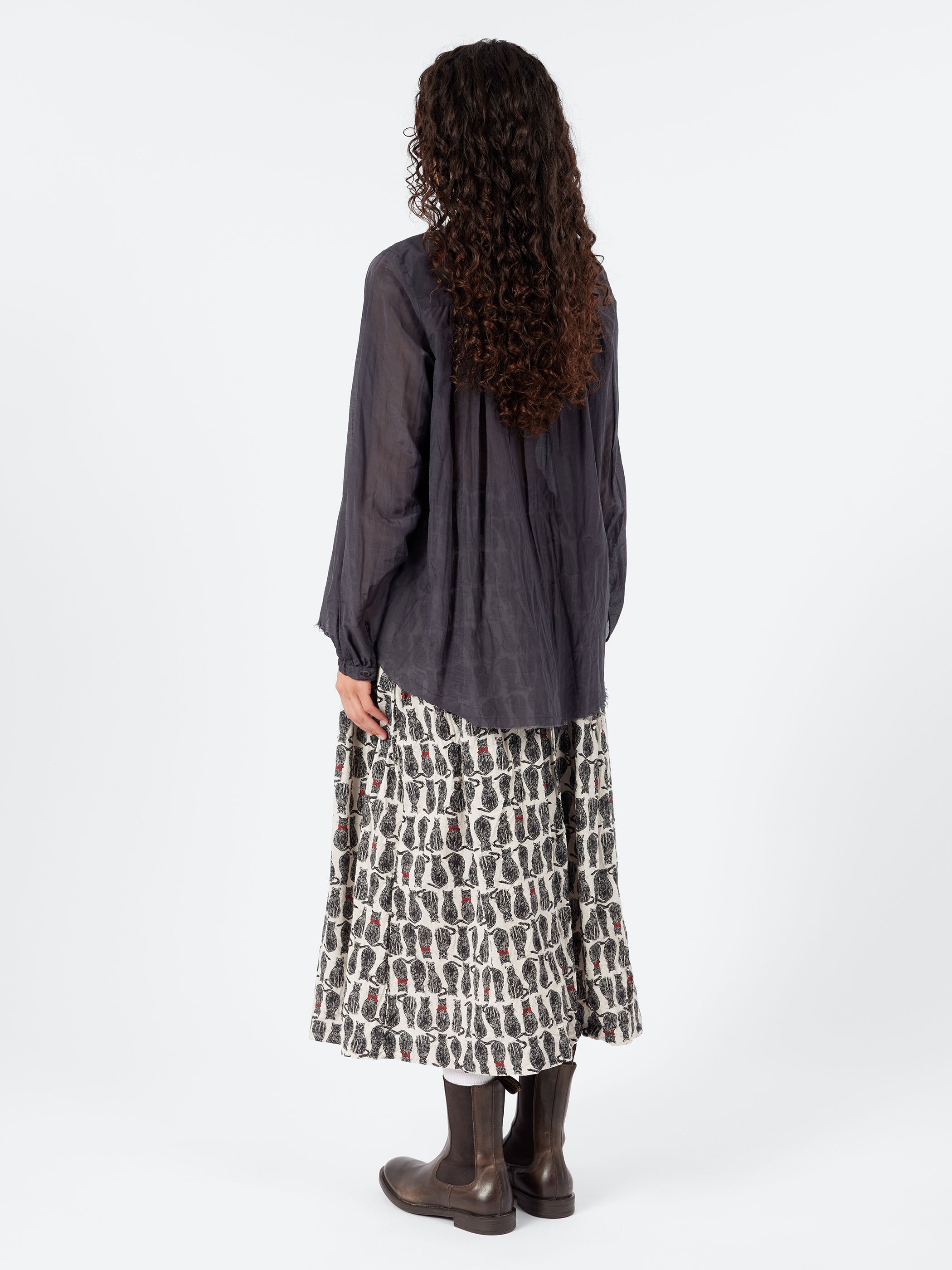 Cotton Silk Lawn Stand Collar Blouse