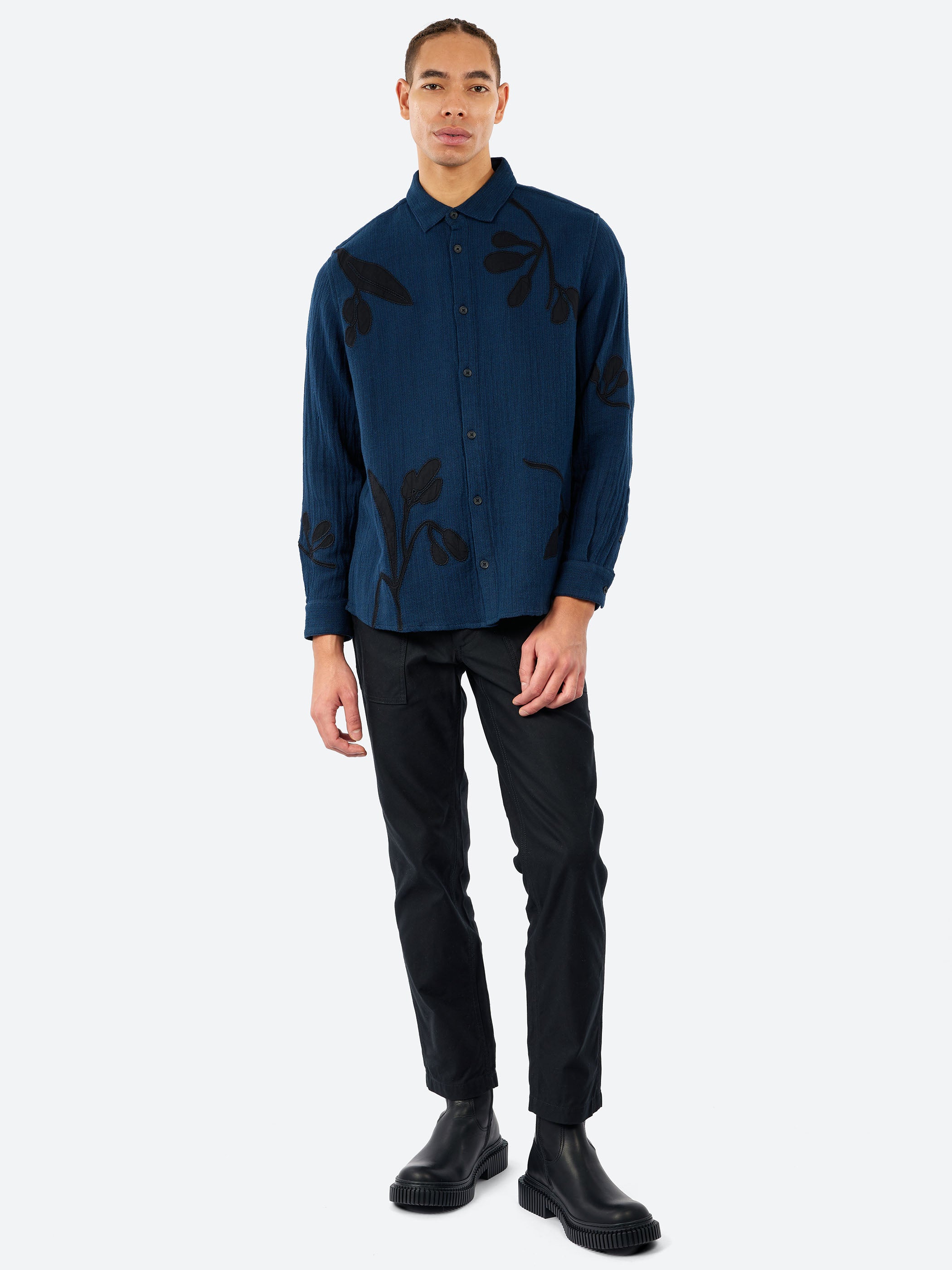 Halcomb Herringbone Cotton Applique Shirt