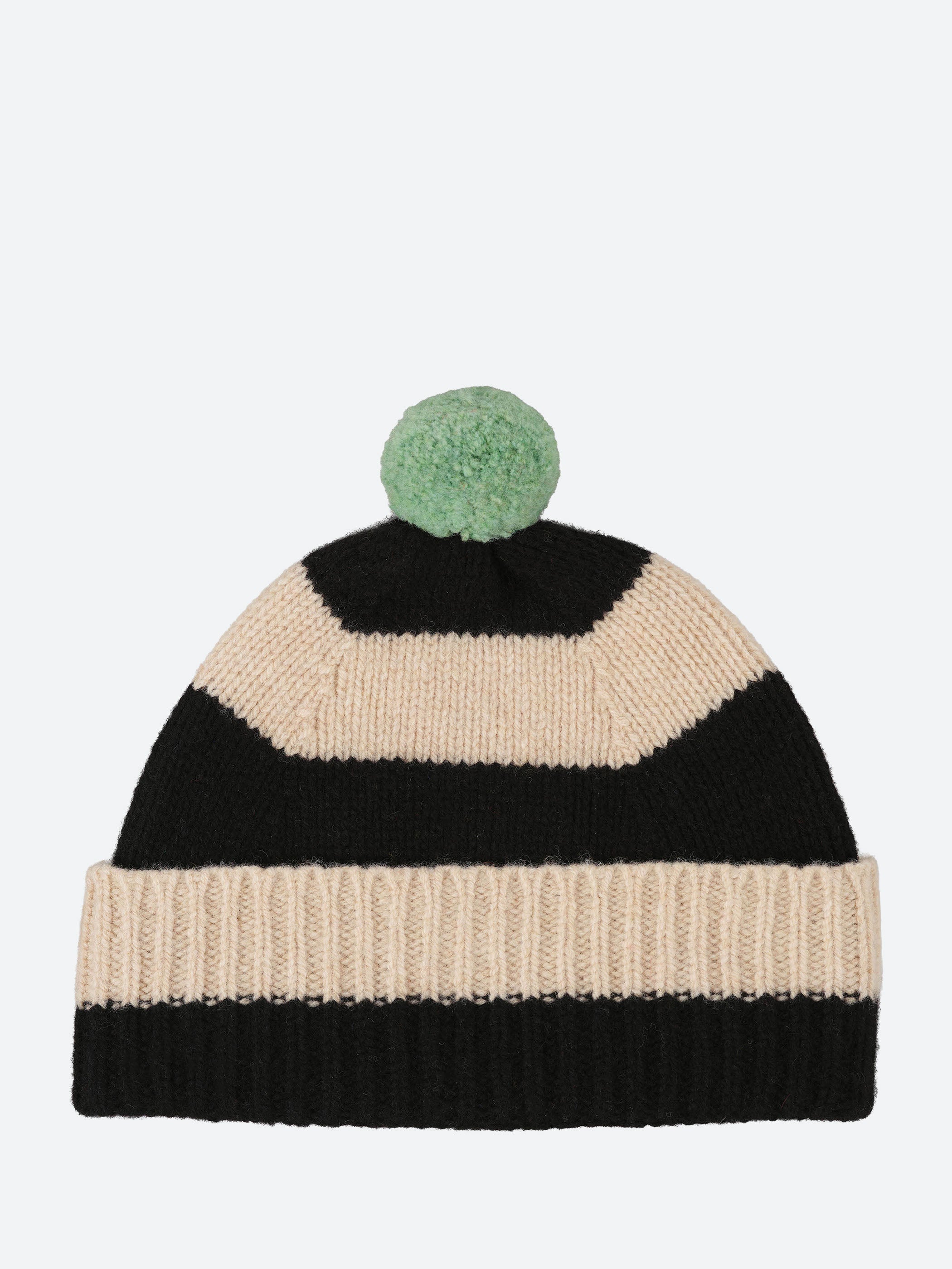 Stripe Pompom Hat