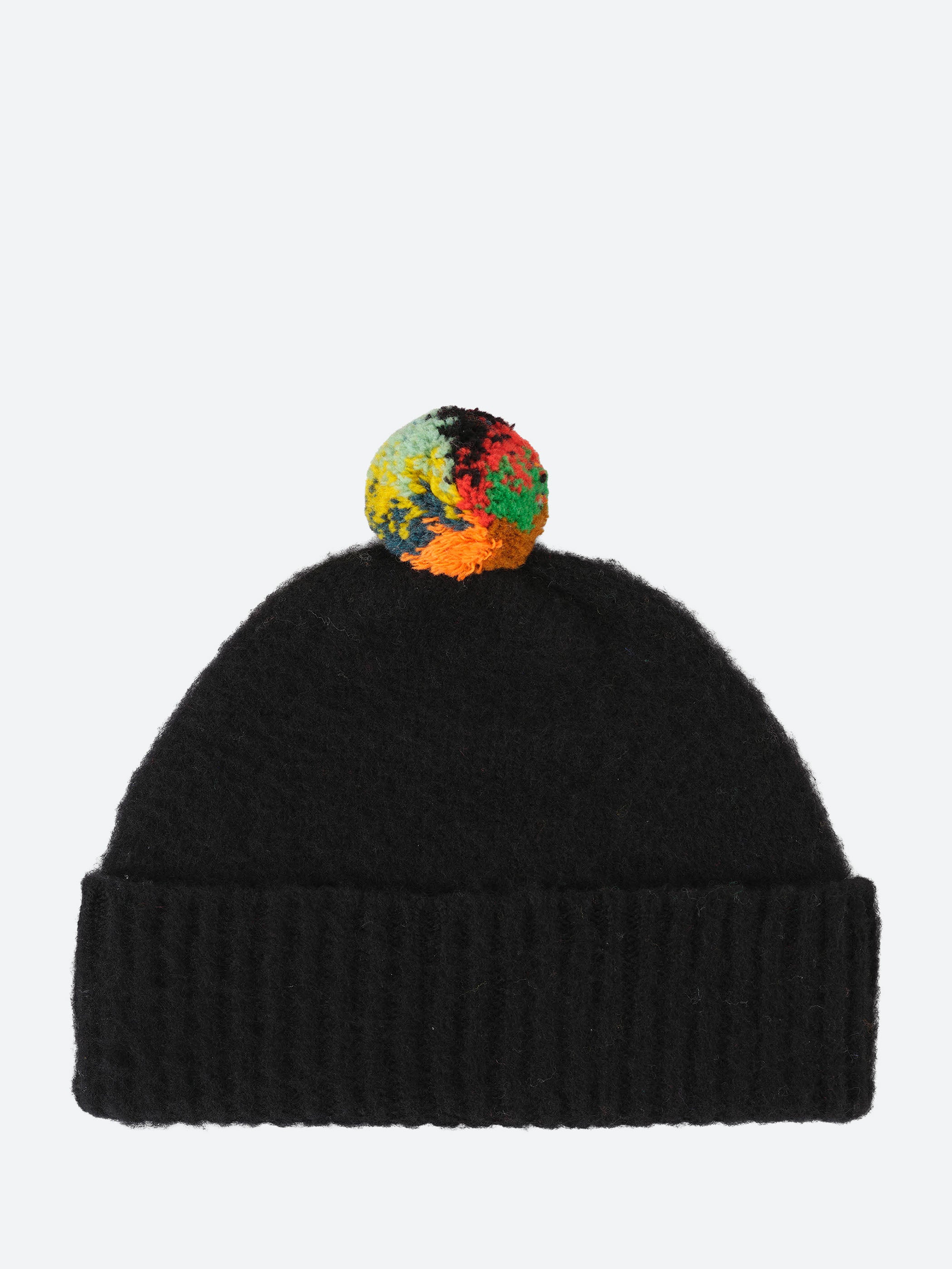 Brushed Plain Hat Stripe Pompom