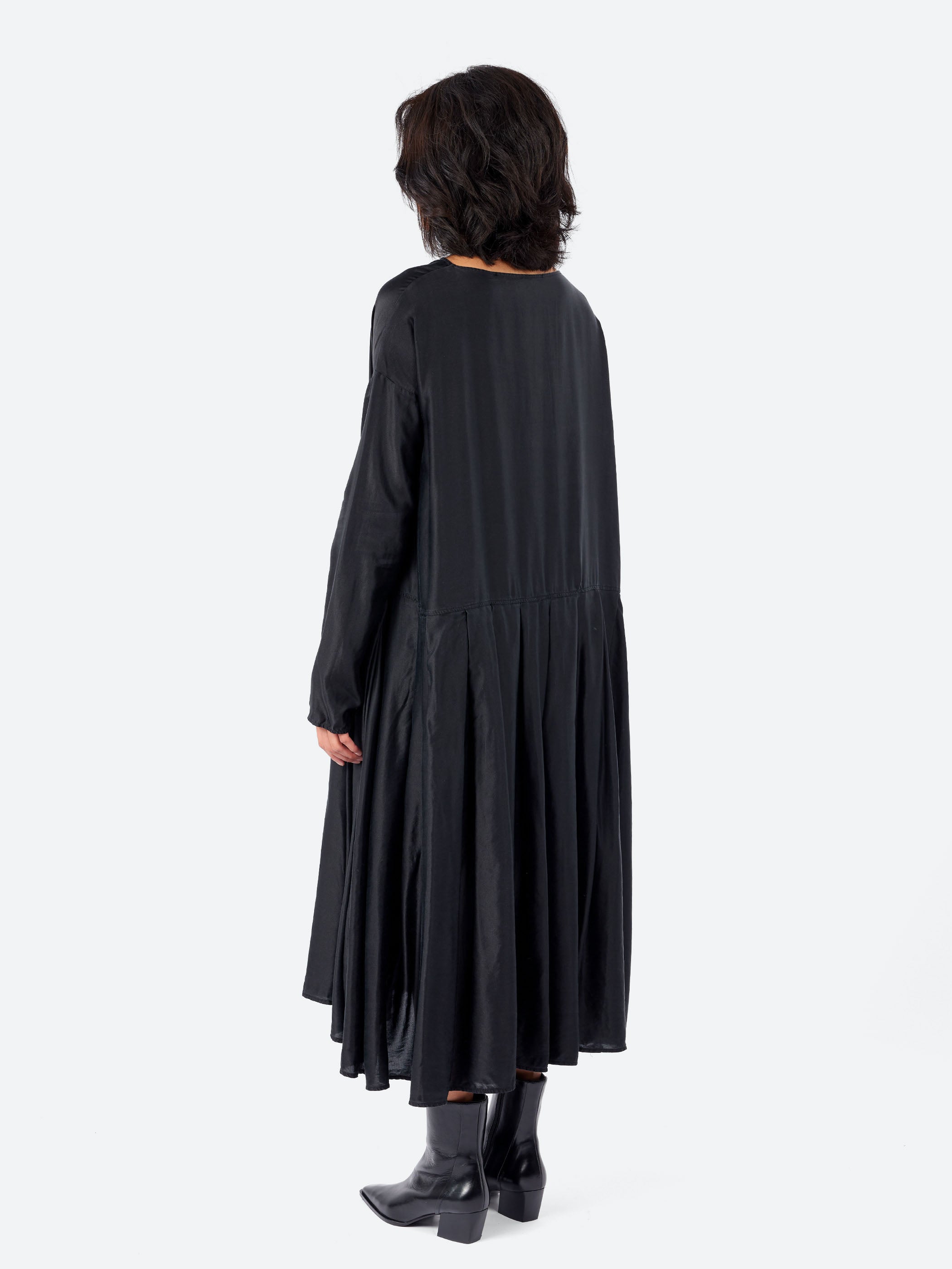 Pleated Boatneck Dress