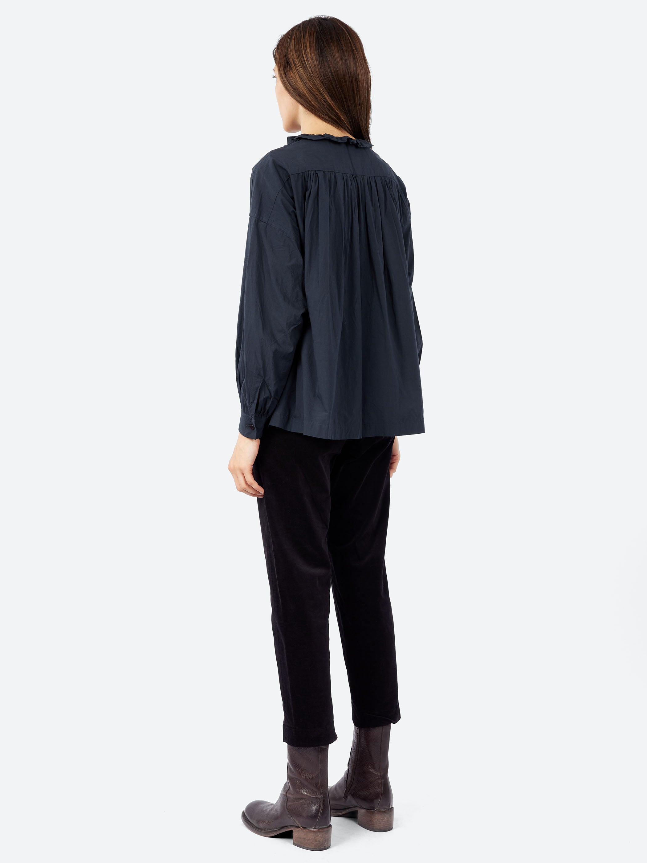 Lace Pintuck Ruffle Shirt