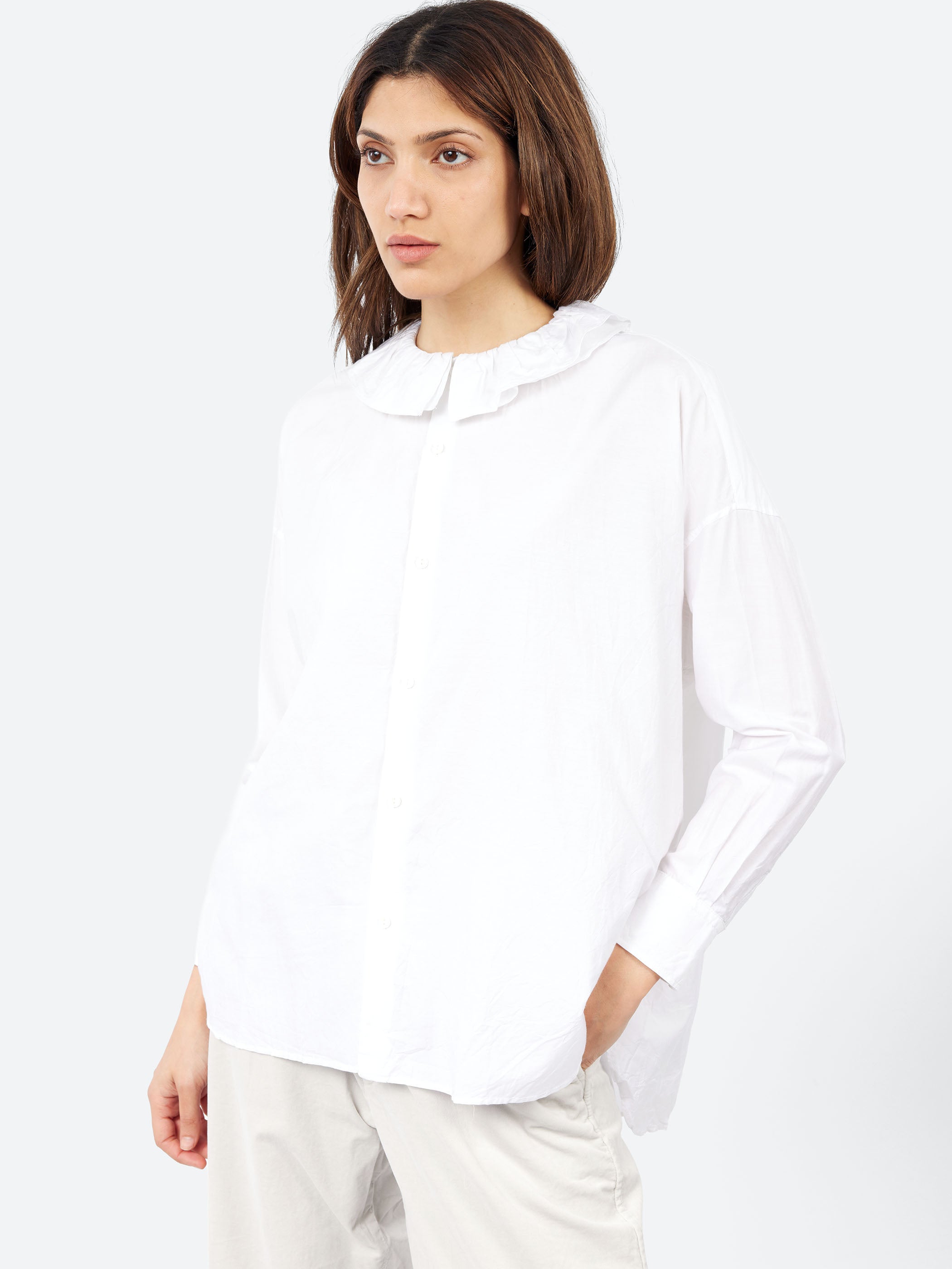 Ruffle Collar Baggy Shirt