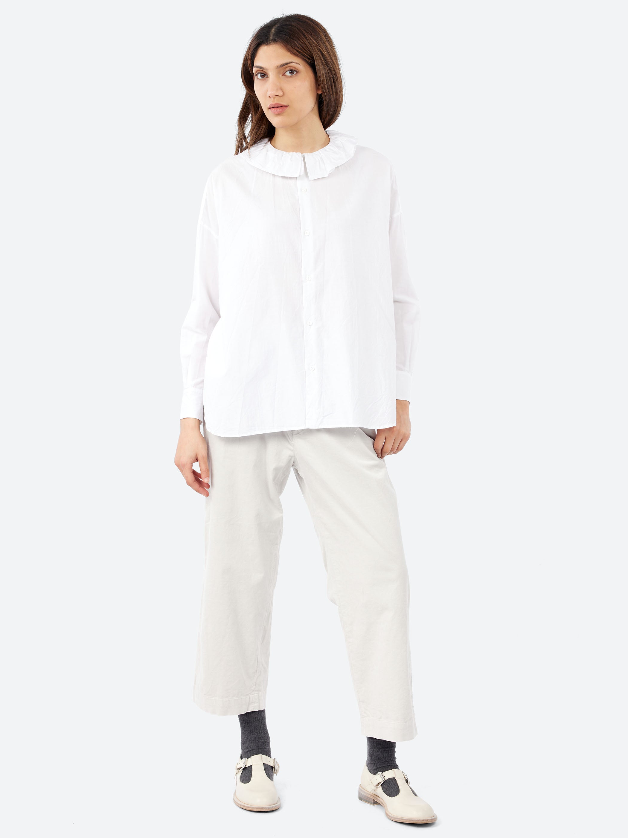 Ruffle Collar Baggy Shirt