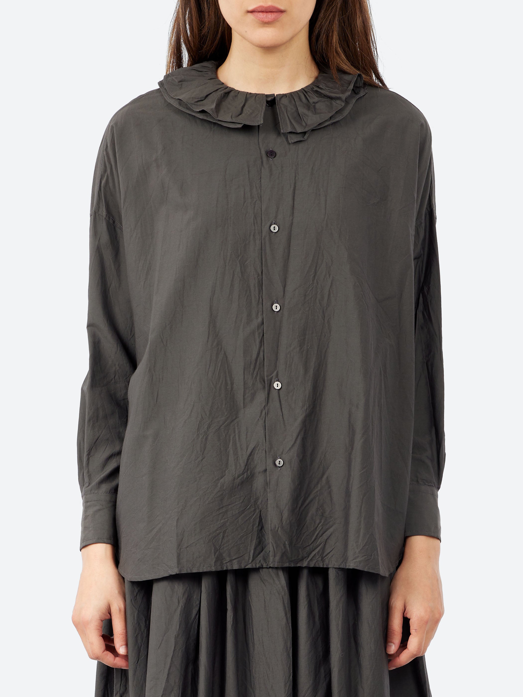 Ruffle Collar Baggy Shirt
