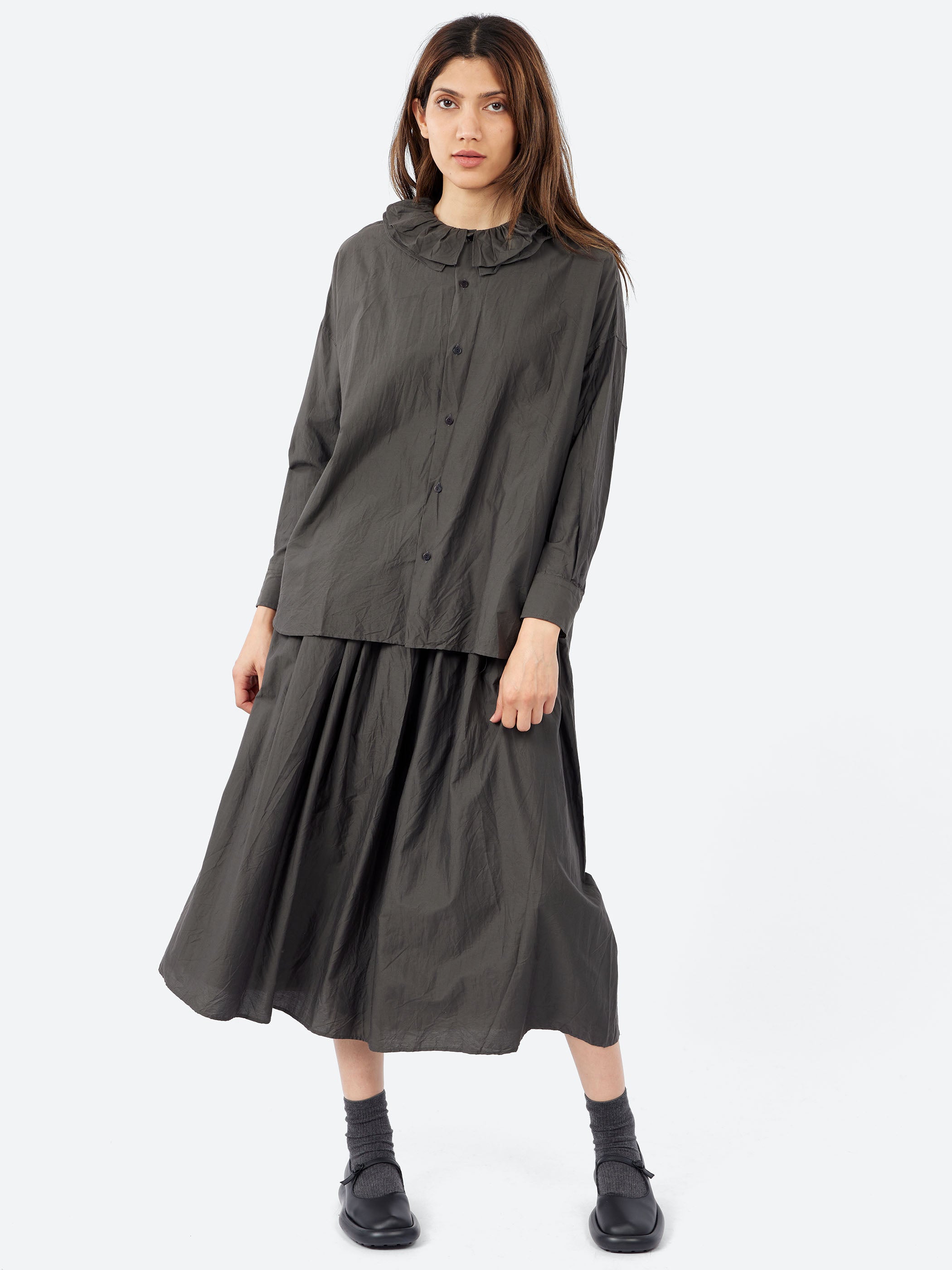 Ruffle Collar Baggy Shirt