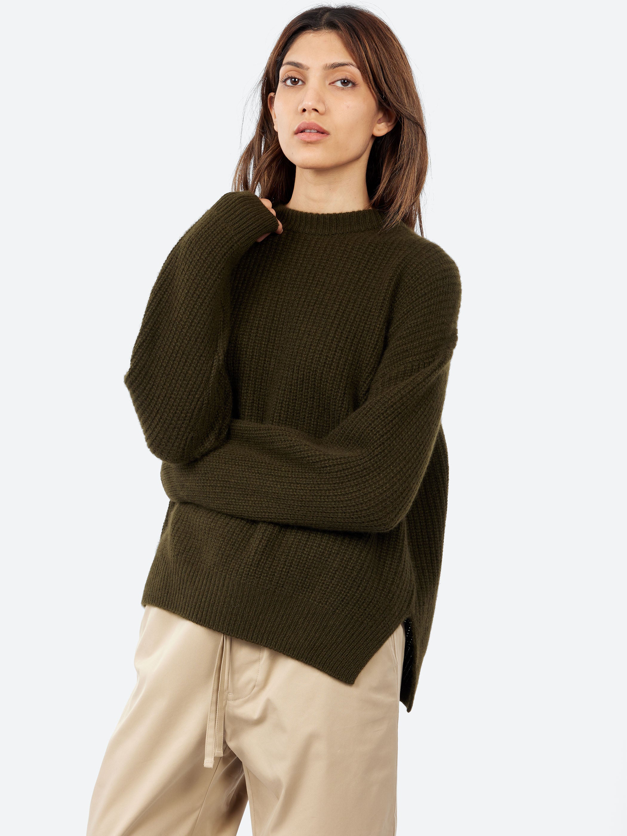 Rib Stitch Crew Neck Big Pullover