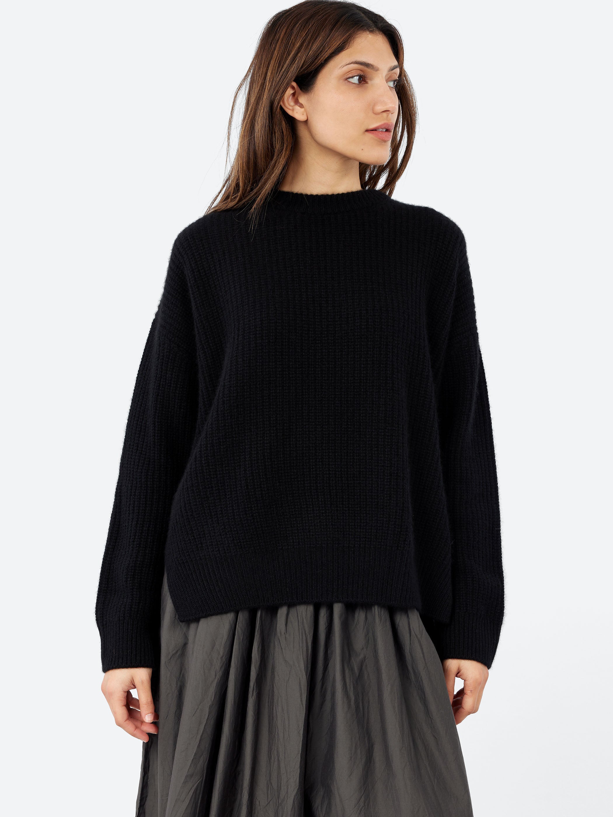 Rib Stitch Crew Neck Big Pullover