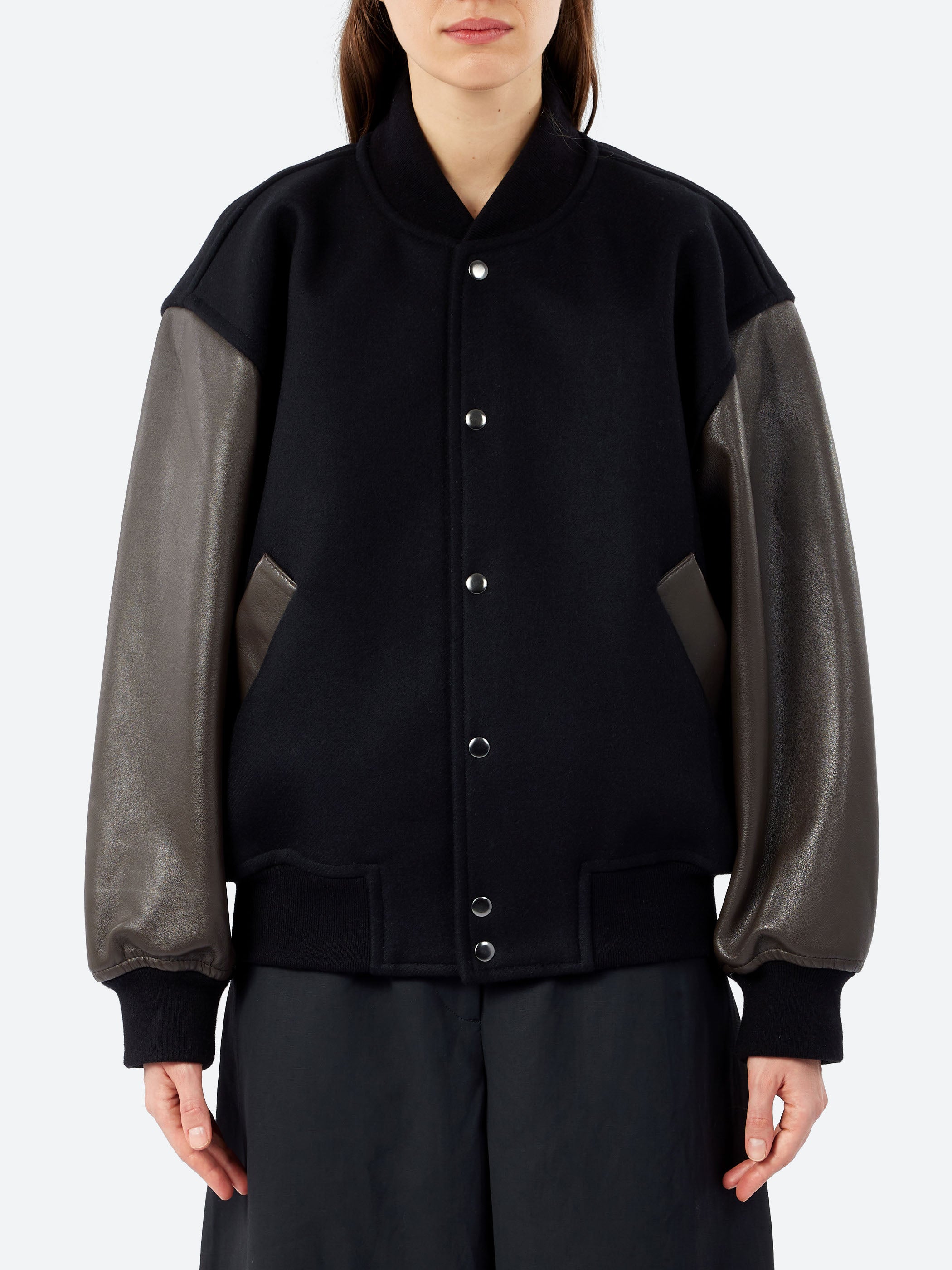 Studio Nicholson - Alph Leather Bomber in Black – gravitypope