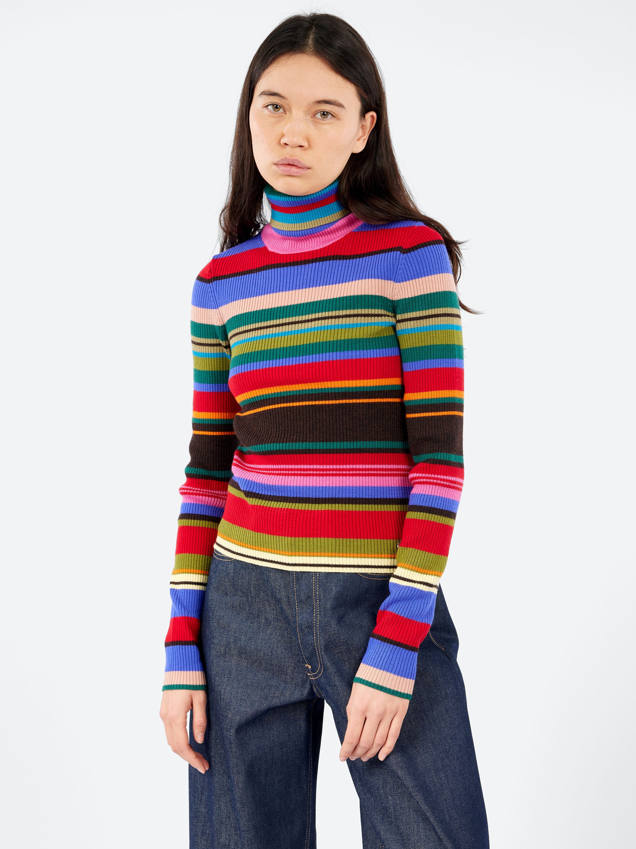 Acne Studios - Kila Striped Wool Turtleneck in Red and Purple