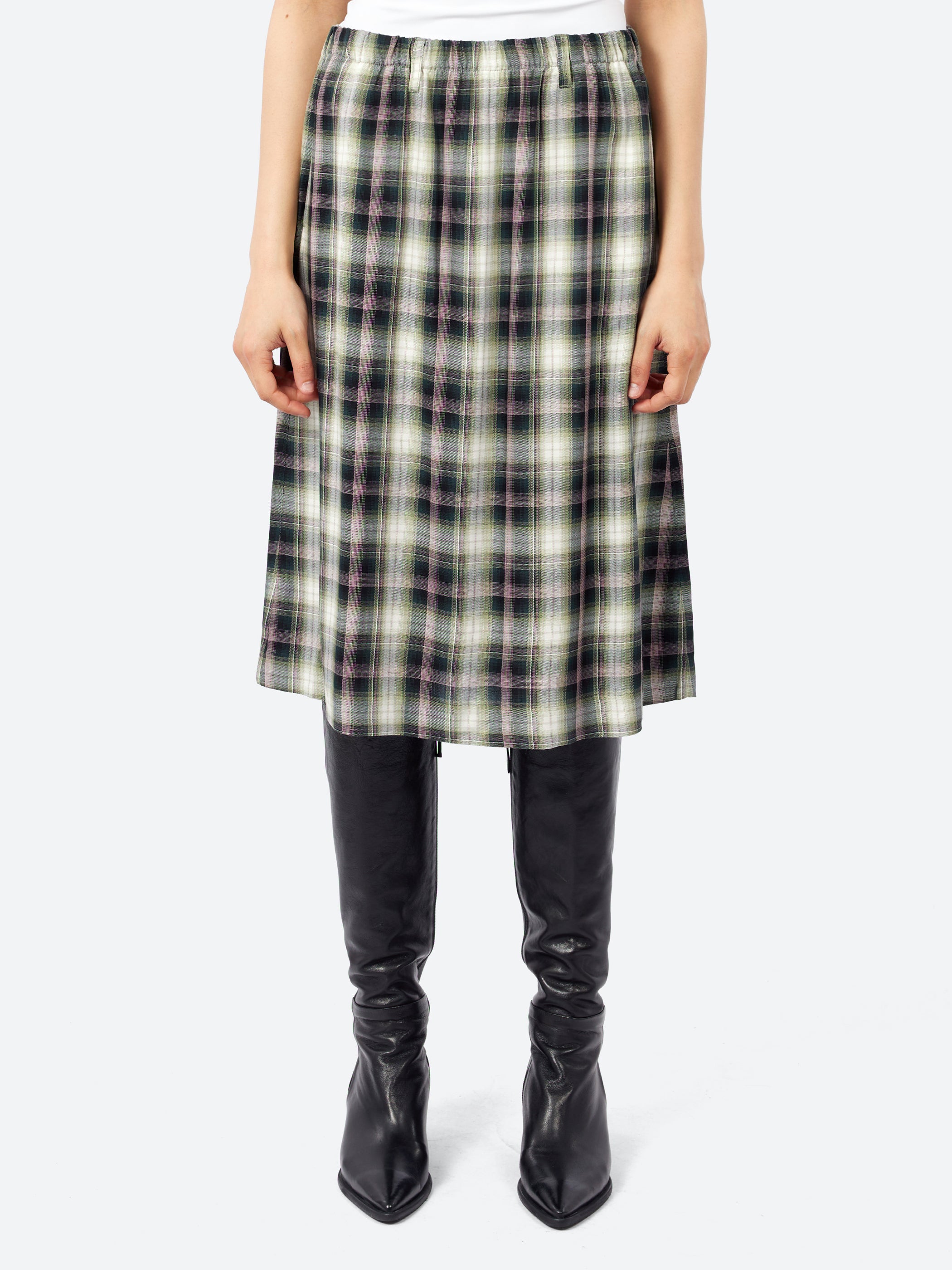 Check Midi Skirt