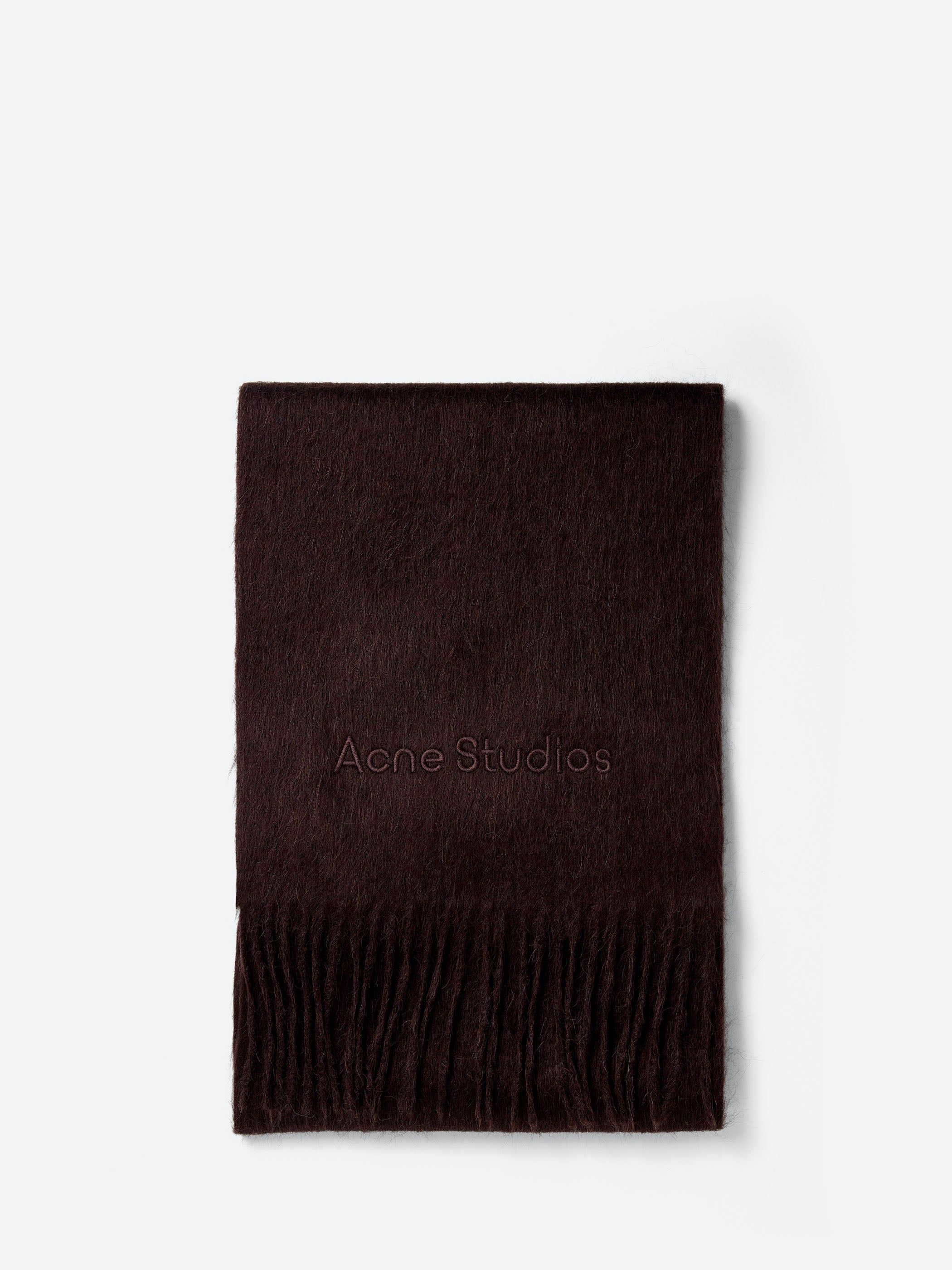 Acne Studios - Vinnie Wool Logo Scarf in Dark Brown Melange
