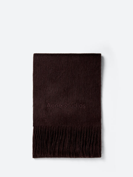 Acne Studios - Vinnie Wool Logo Scarf in Dark Brown Melange Acne Studios - Vinnie Wool Logo Scarf in Dark Brown Melange