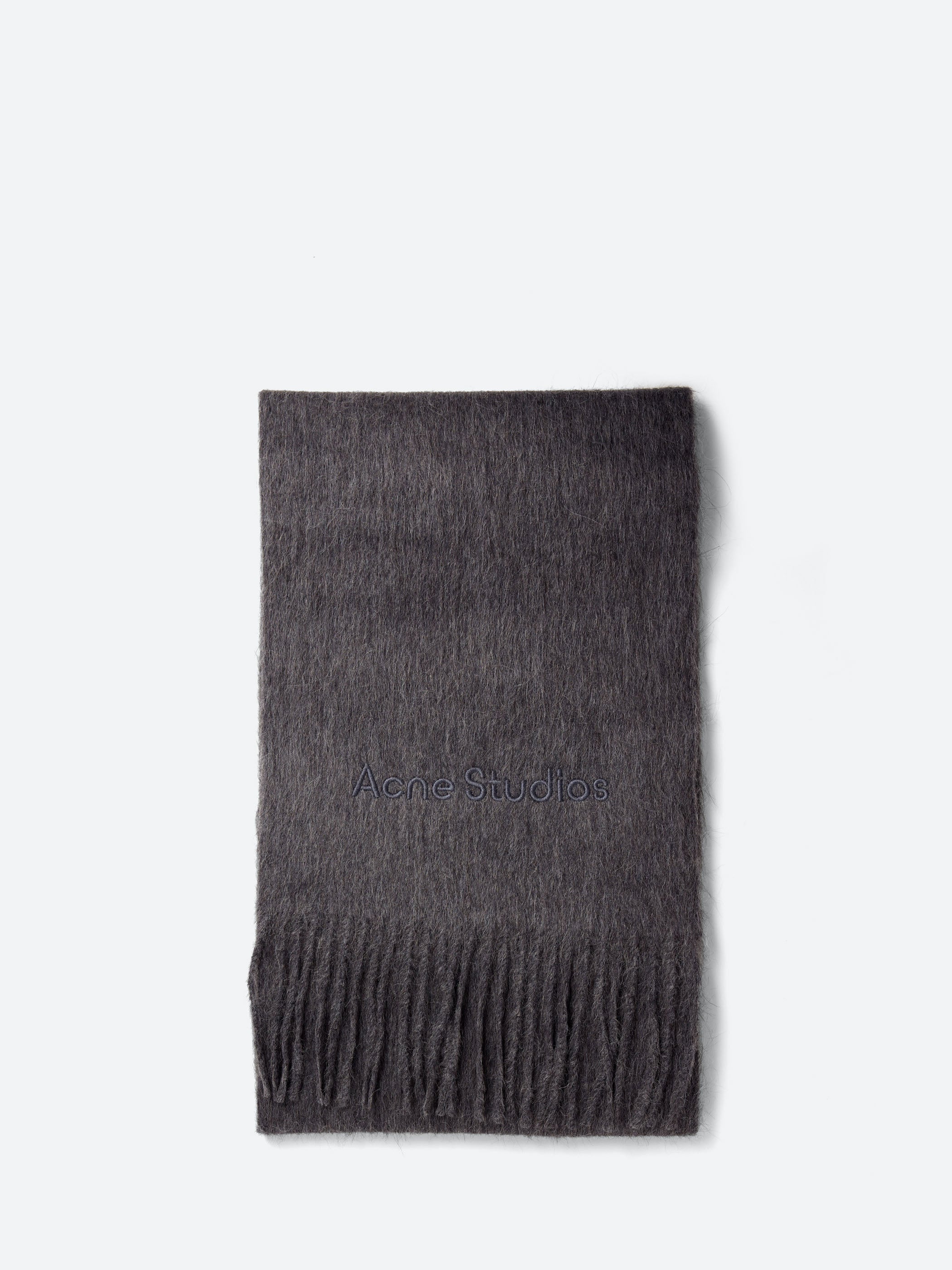 Acne Studios - Vinnie Wool Logo Scarf in Grey Melange – gravitypope