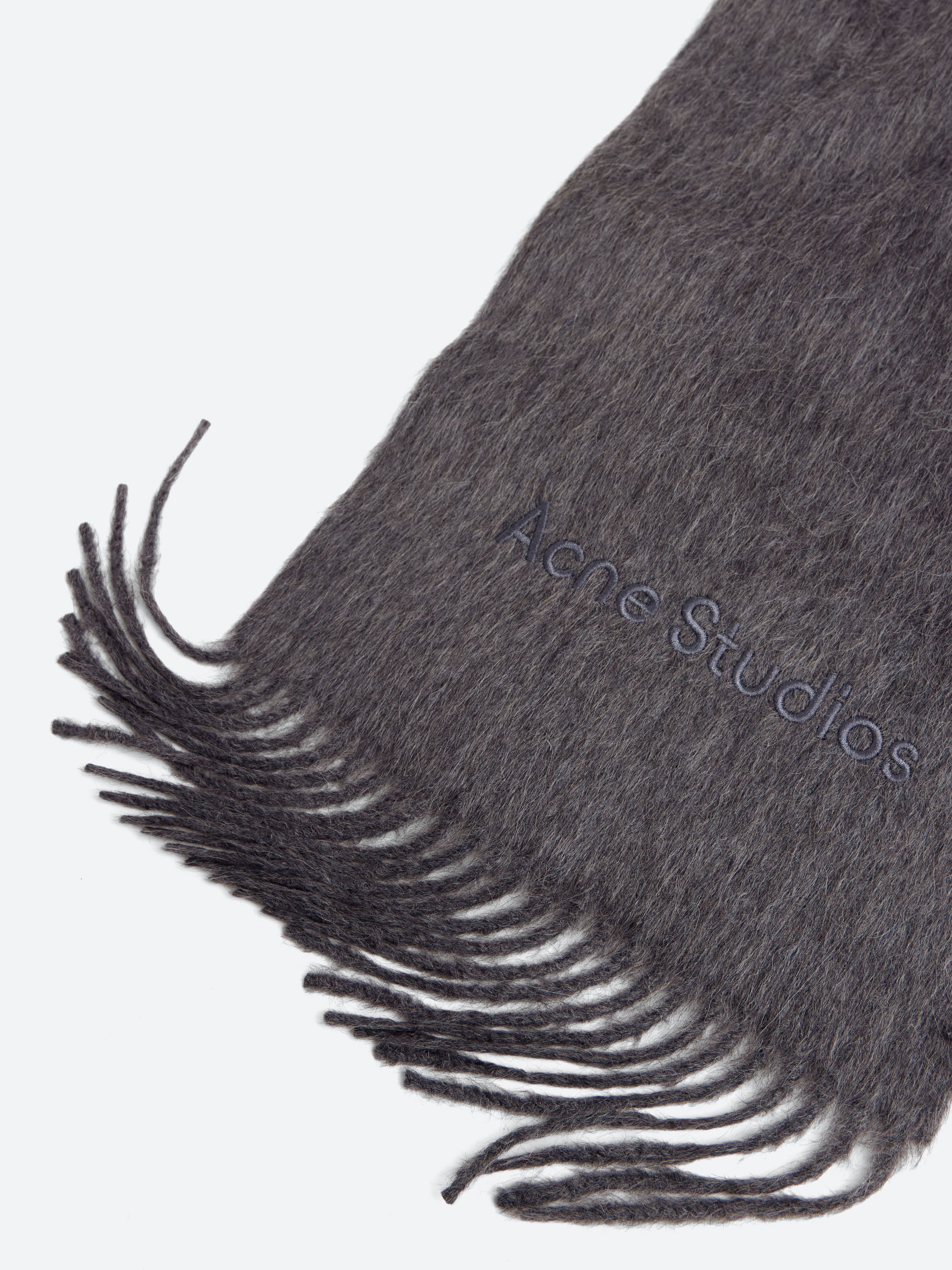 Acne Studios - Vinnie Wool Logo Scarf in Grey Melange – gravitypope