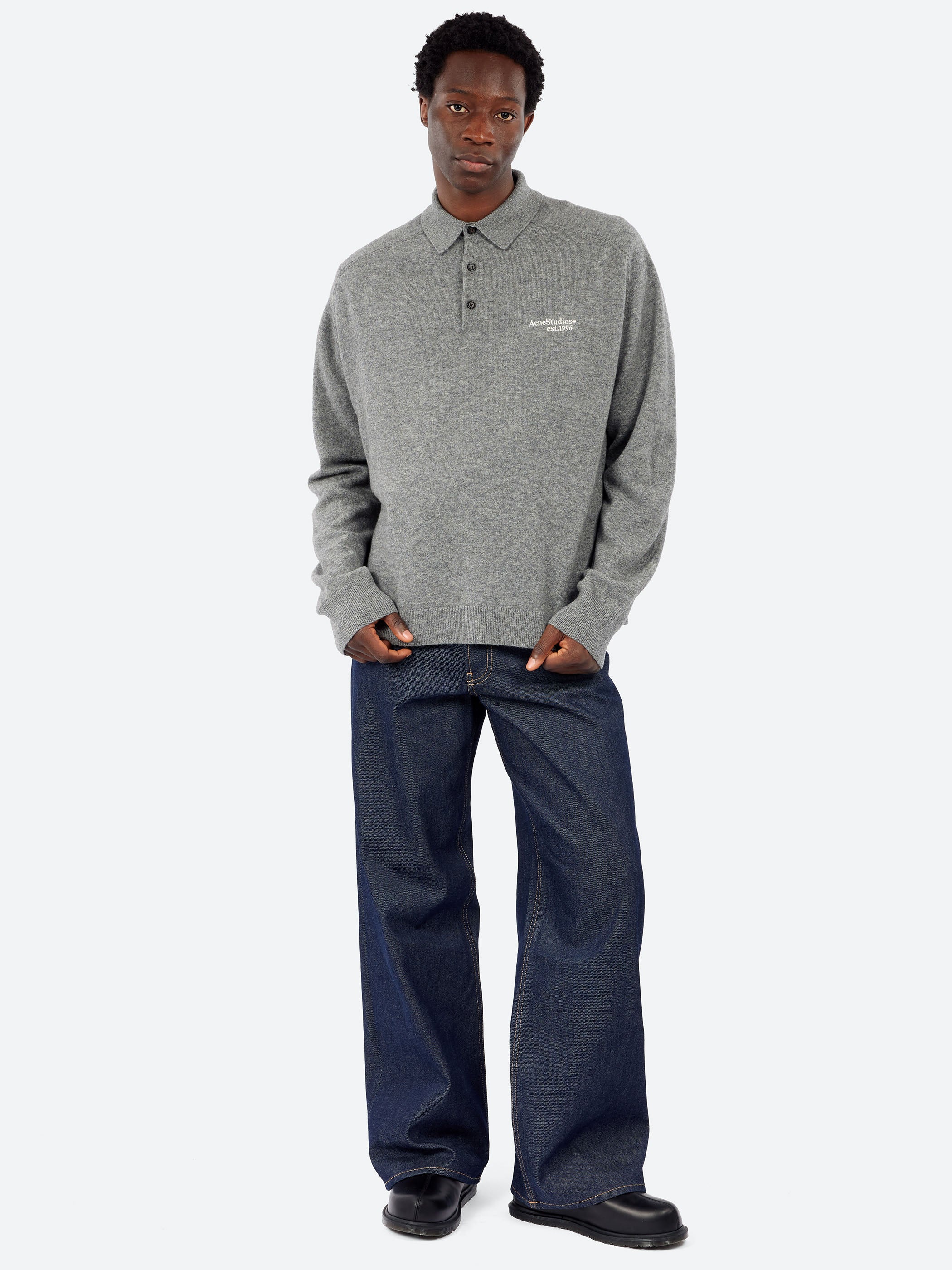 Acne Studios - Kluxey Light Richard Yak Wool Knit Polo in Dark