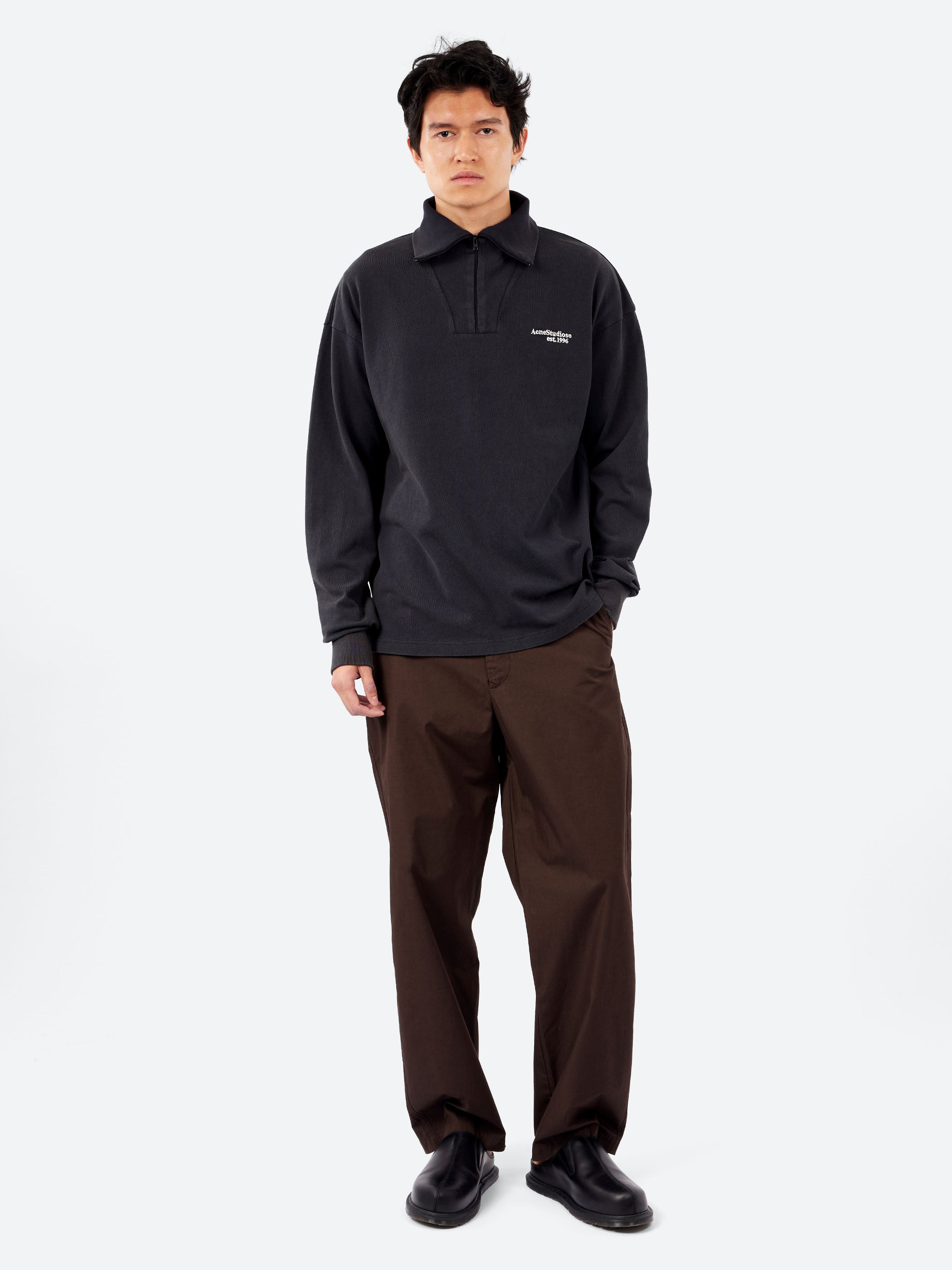 Acne Studios - Half-Zip Logo Sweatshirt in Black – gravitypope