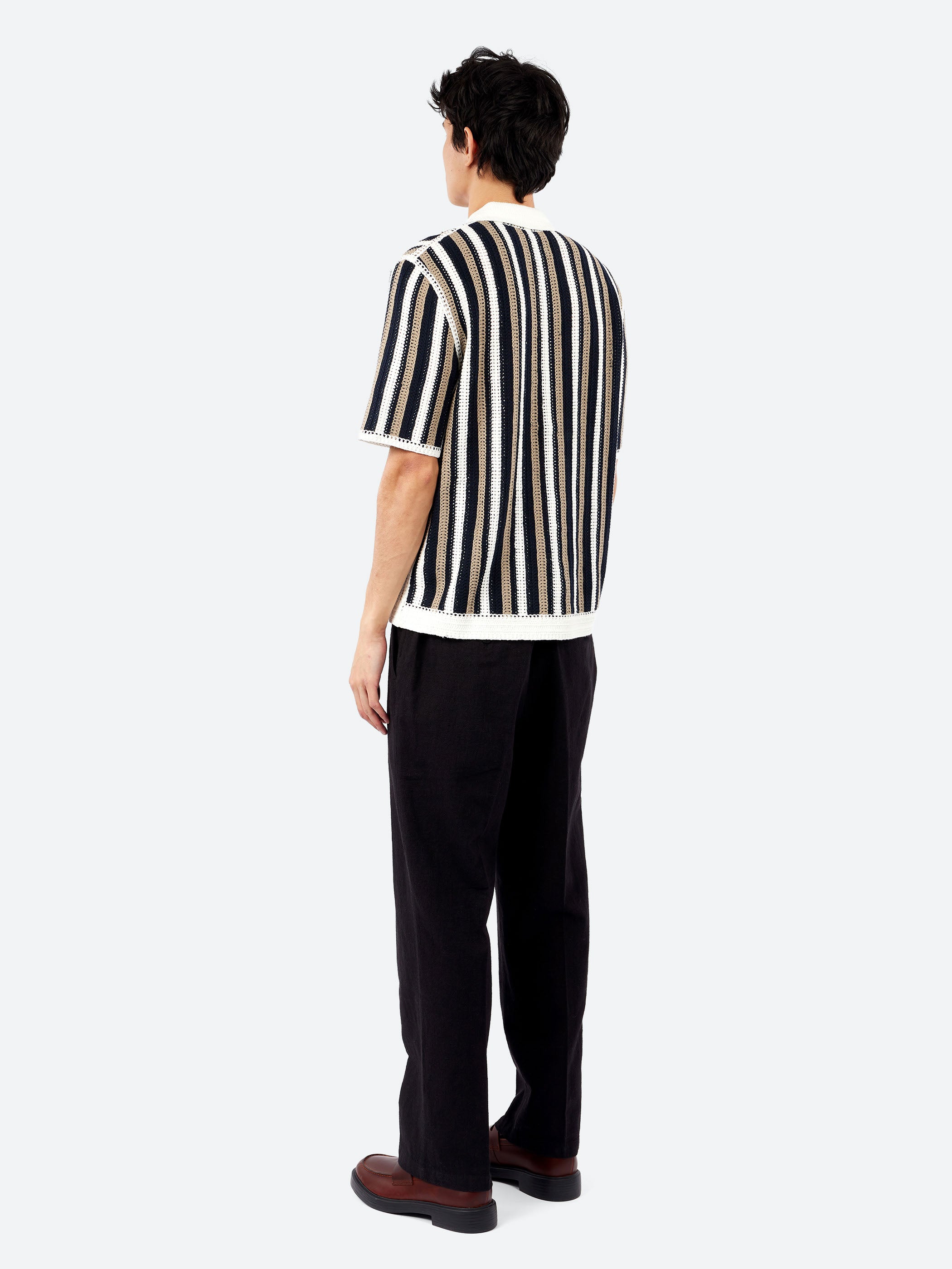 Porto Stripe Crochet Knitted Shirt