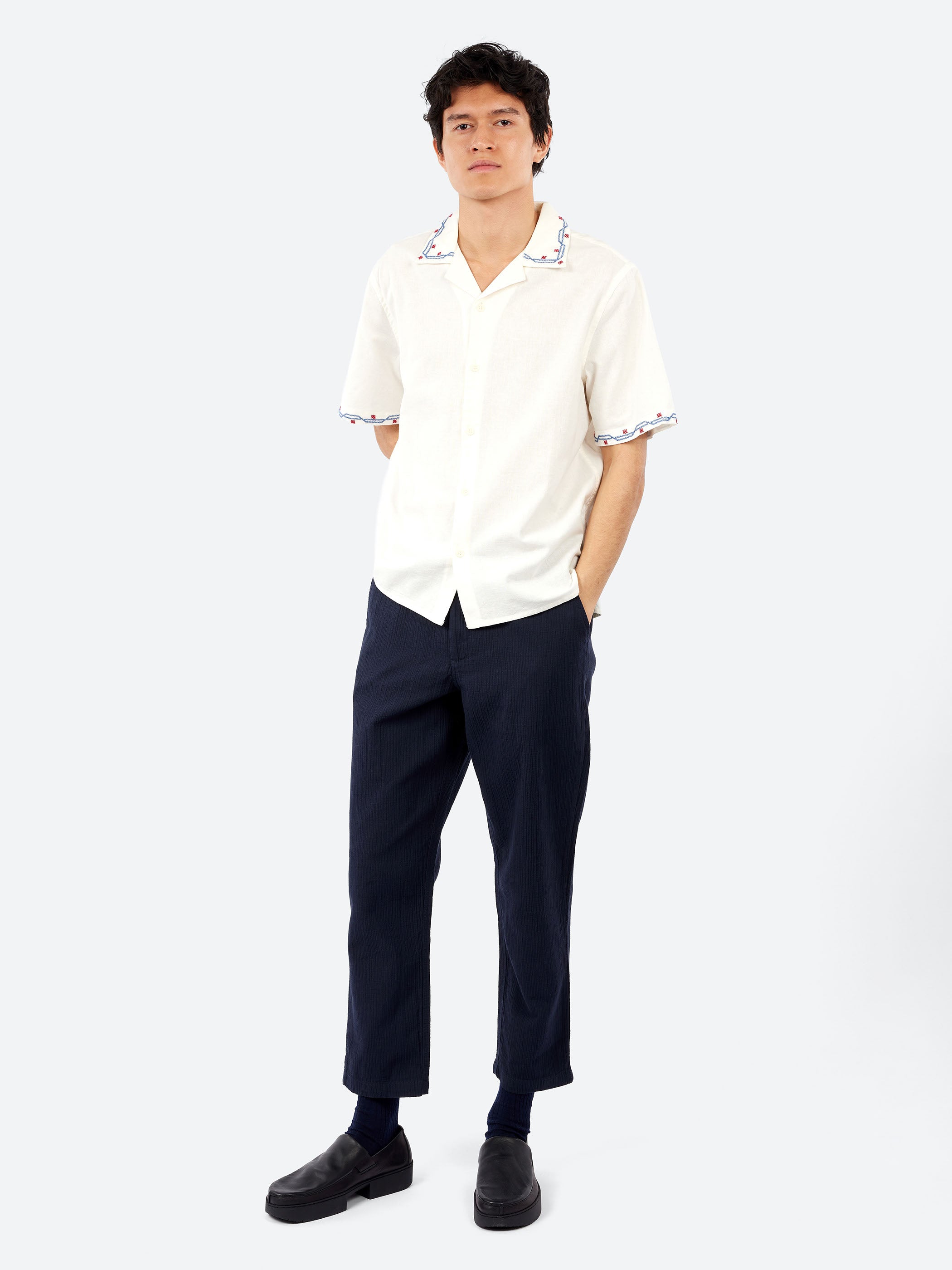 Kurt Crinkle Cotton-Linen Relaxed Fit Trouser