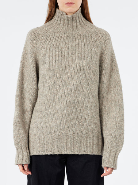 ニット+セーター HYKE 23AW ALPACA SWEATER POWER SHOULDER Womens Highline PoMock Neck Sweater | Recycled Materials