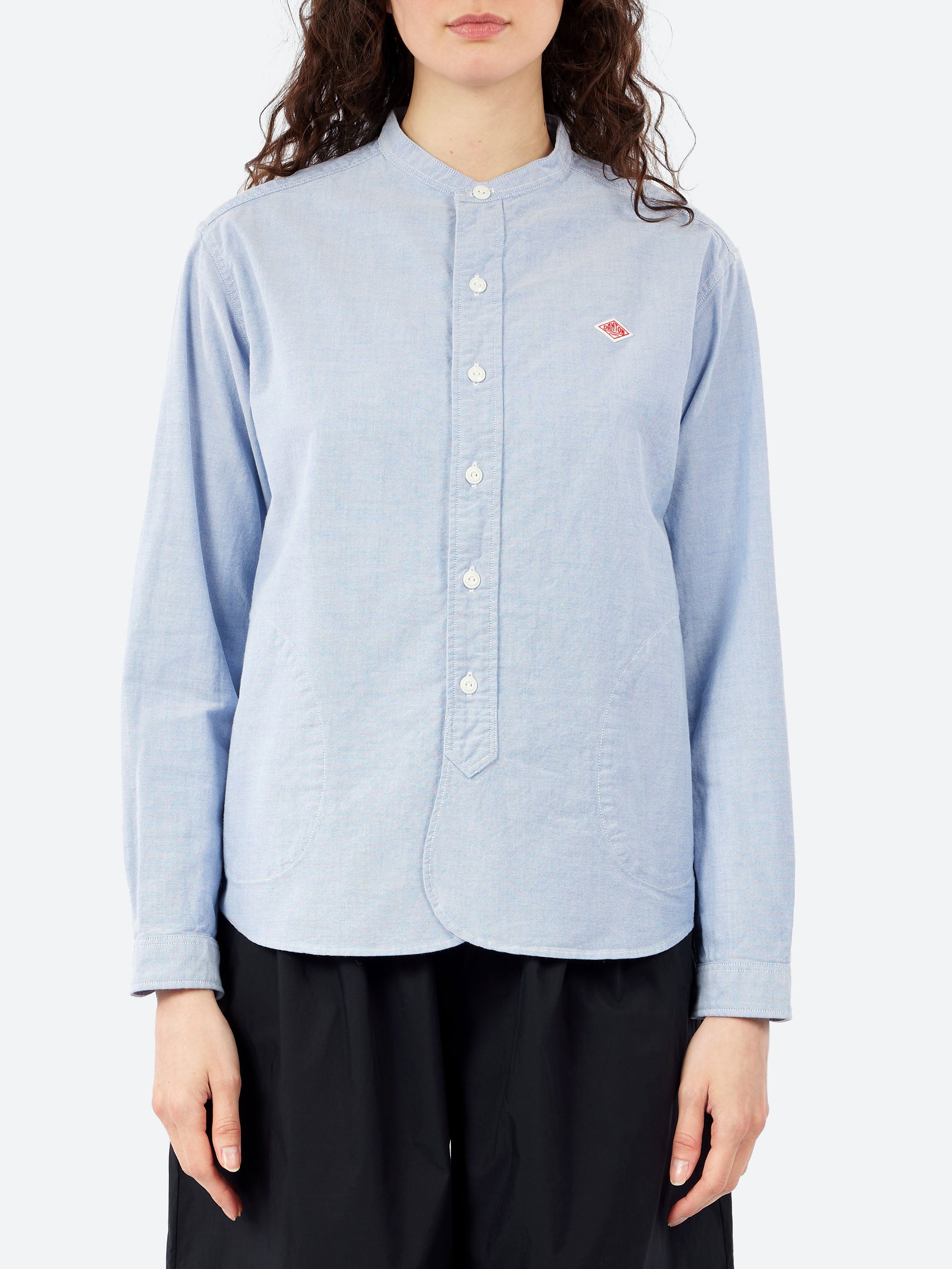 Danton - Women's Band Collar Shirt in Grey and White – gravitypope