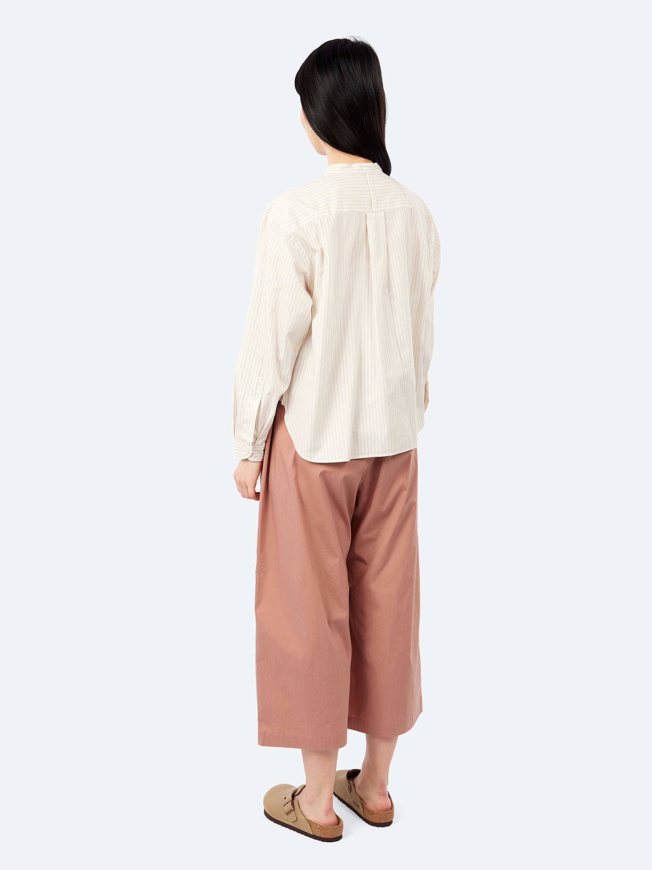 Cotton Poplin Band Collar Shirt