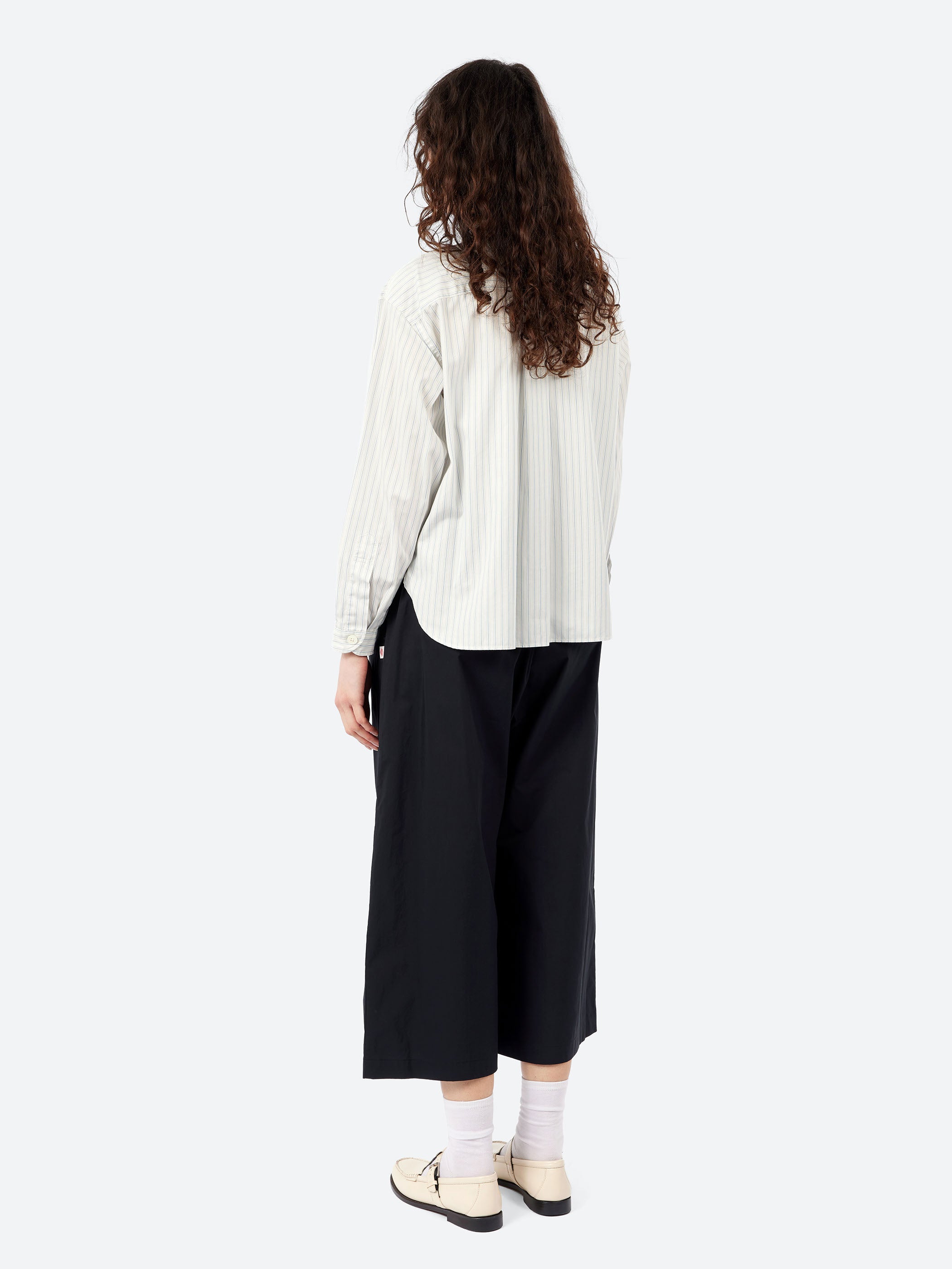 Cotton Poplin Band Collar Shirt