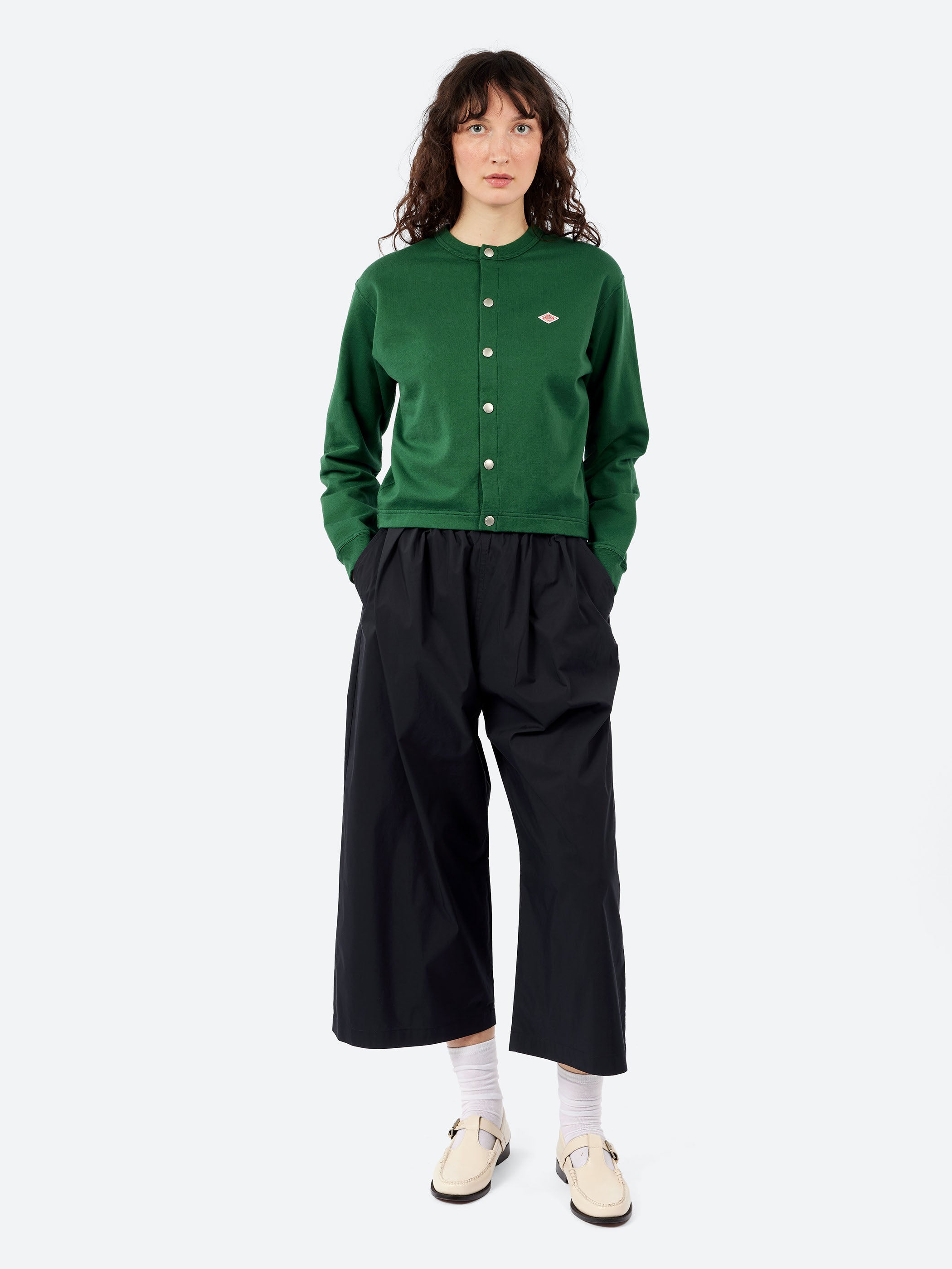 Women's Cotton Terry Crew Neck Cardigan