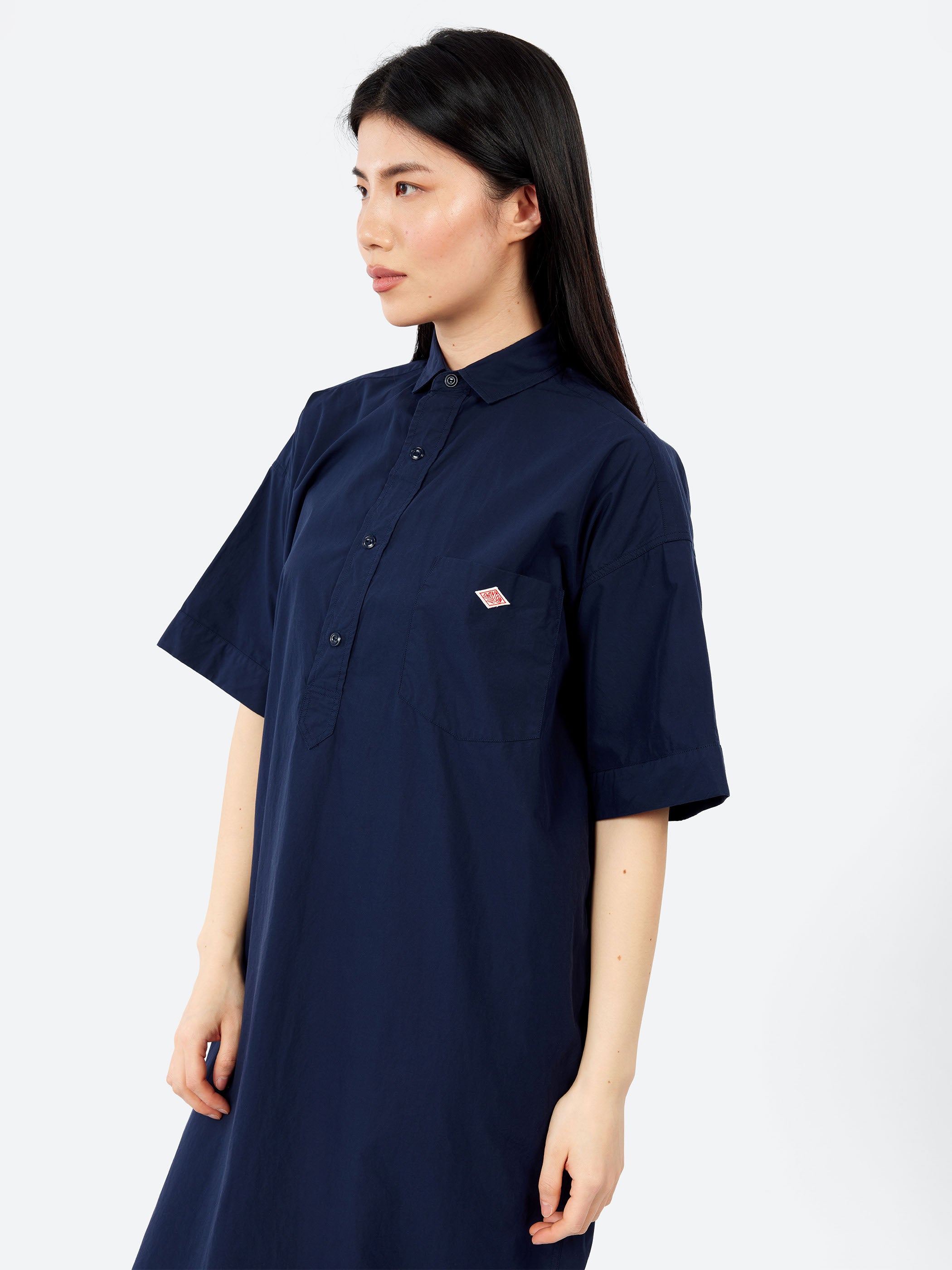 Cotton Poplin Pullover Shirt Dress