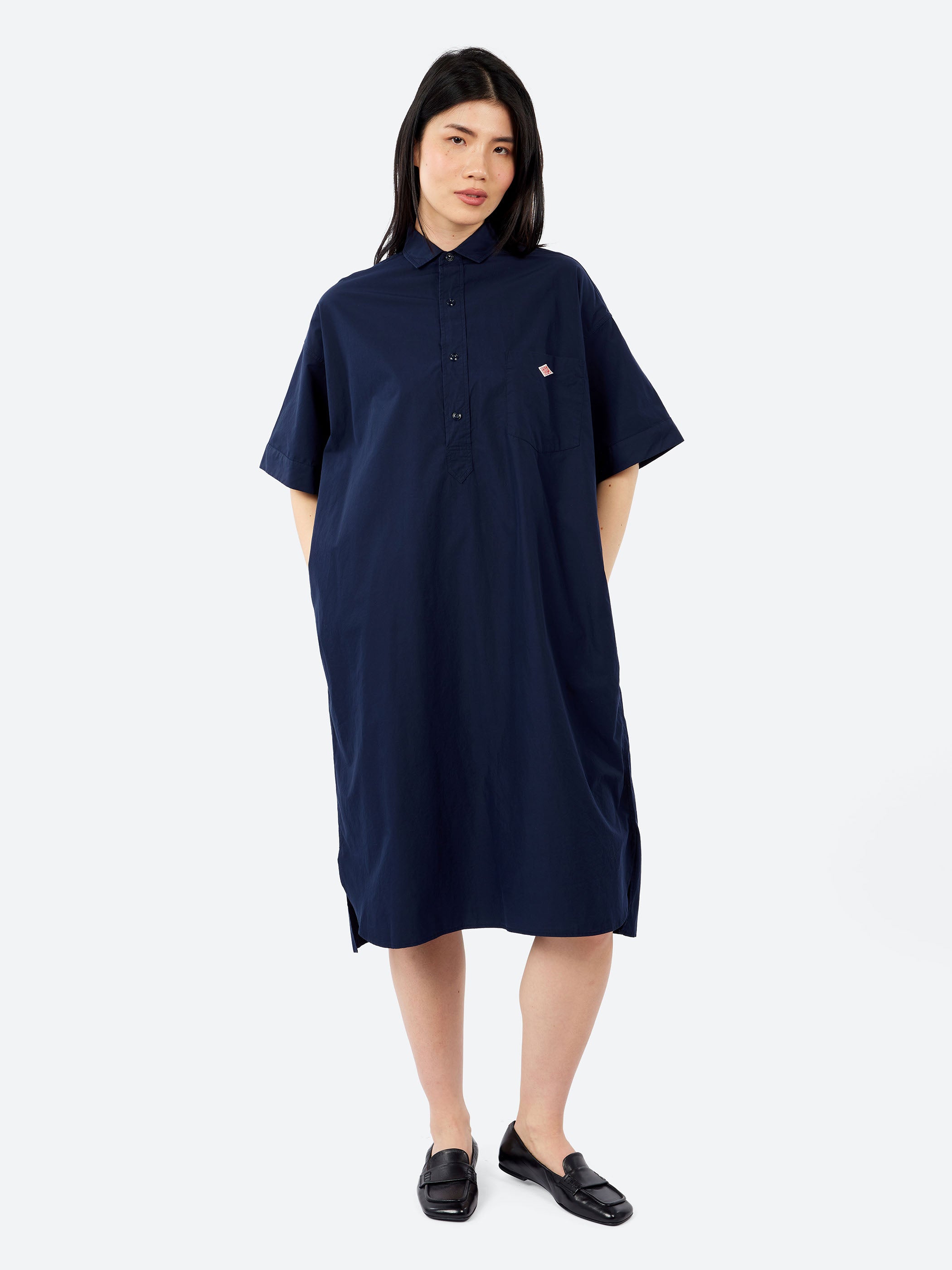 Cotton Poplin Pullover Shirt Dress