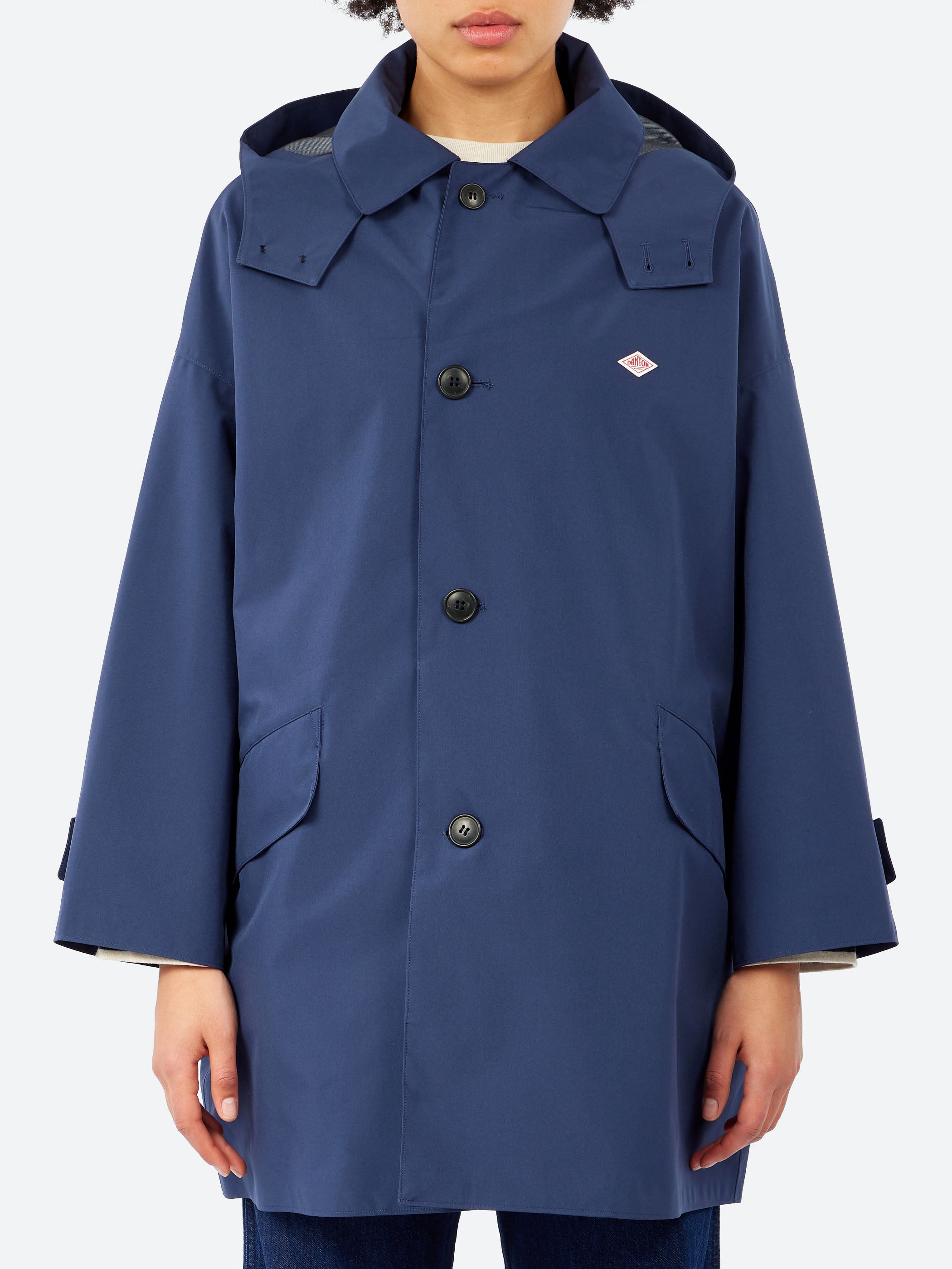 Danton - Women's 3-Layer Cloth Hooded Balmacaan Coat in Black